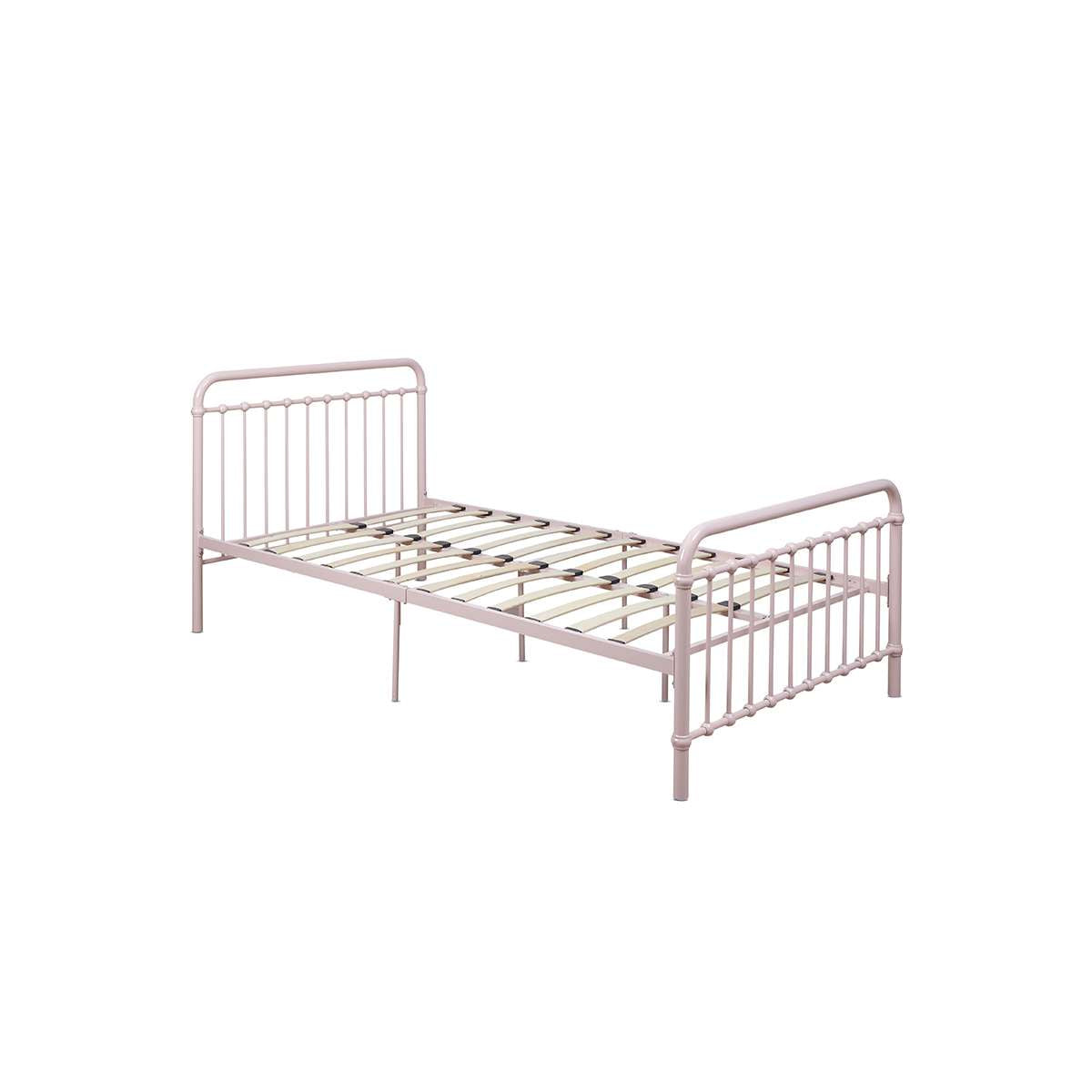 Sonata Single Bed Frame - Pink Color for Girls & Teens - Perfect for Bedrooms, Dorms & Small Spaces