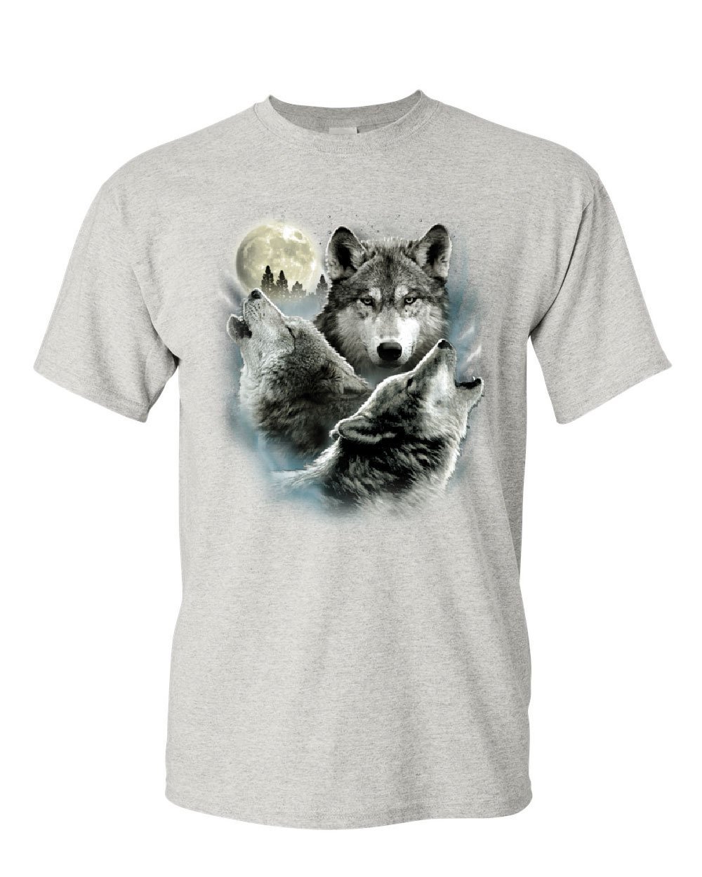 Howling Wolf Pack T-Shirt for Men - Wild Wilderness Animal Graphic Tee with Moon Design | Outdoor Adventure, Camping & Nature Lover Apparel