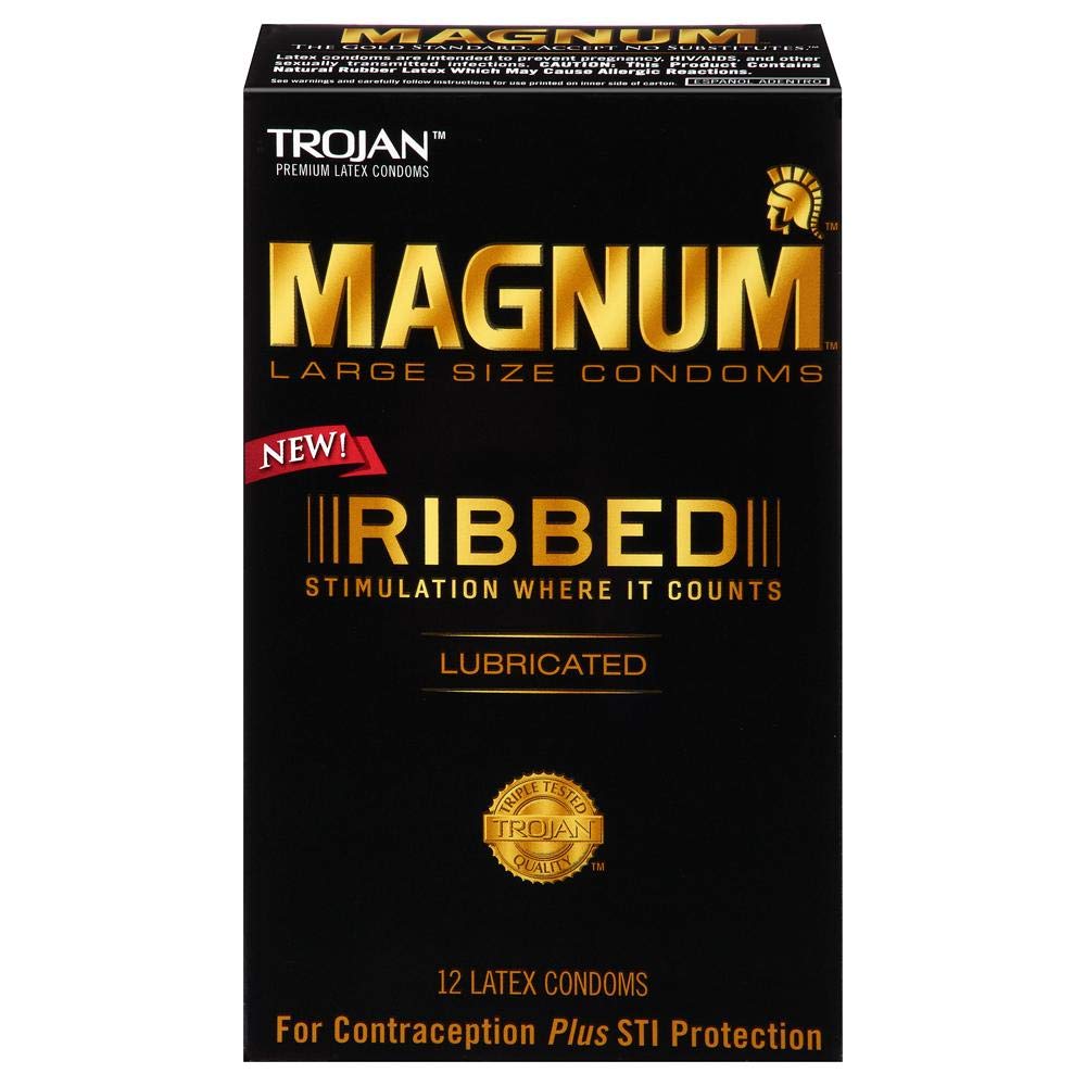 Magnum Ribbed Lubricated Condoms for Men - Extra Large Size (2 Boxes, 12 Count) | Ultra Thin & Sensitive Protection | Perfect for Enhanced Pleasure & Safe Intimacy