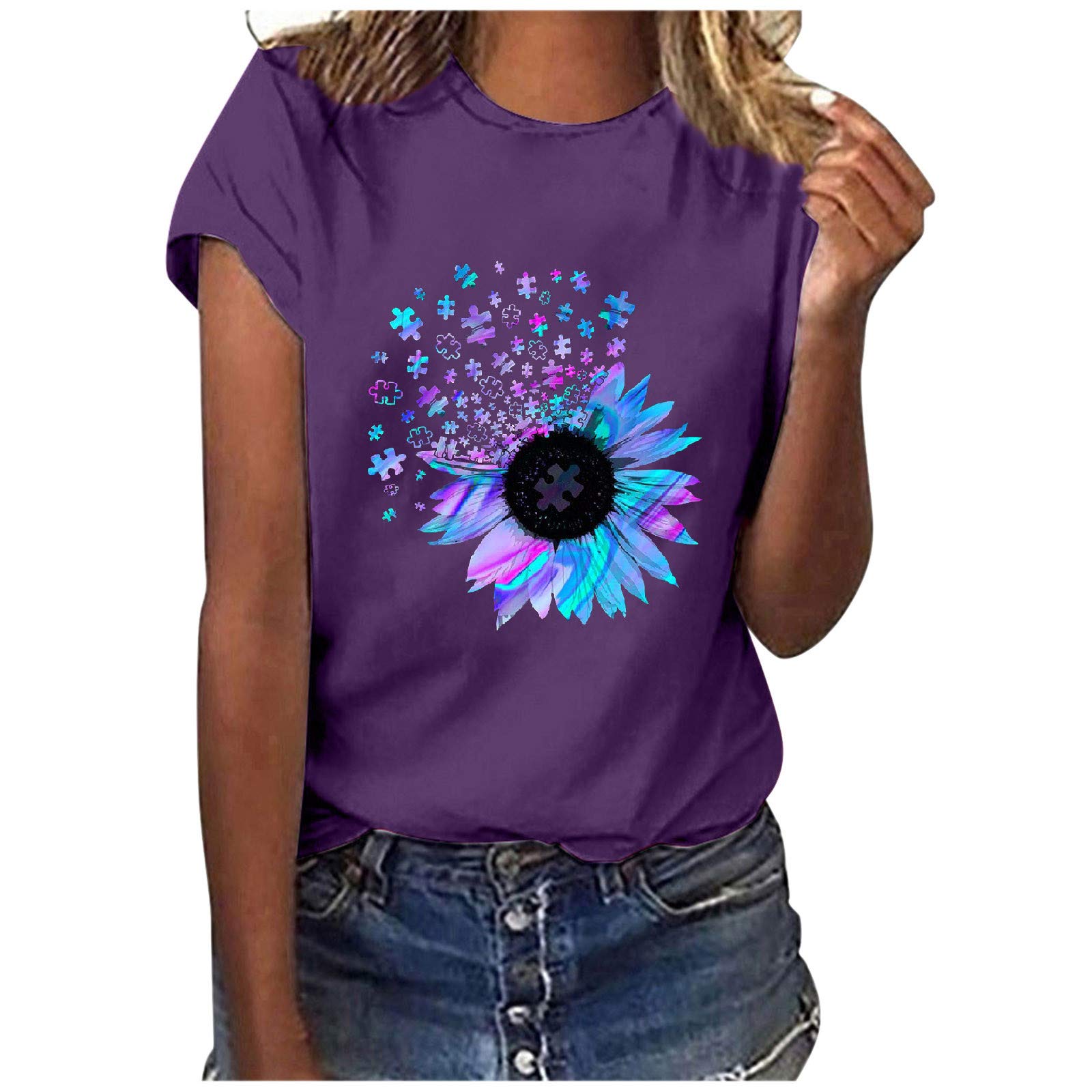 **Sunflower Graphic T-Shirts for Women - Plus Size Cute Faith-Inspired Casual Tee - Perfect for Summer Outfits, Church, and Everyday Wear**