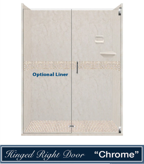 Premium Rafe Marble Alcove Shower Kit with 3 Accent Options (Liner Optional) - Luxury Bathroom Upgrade for Modern Homes & Spa-Like Experience