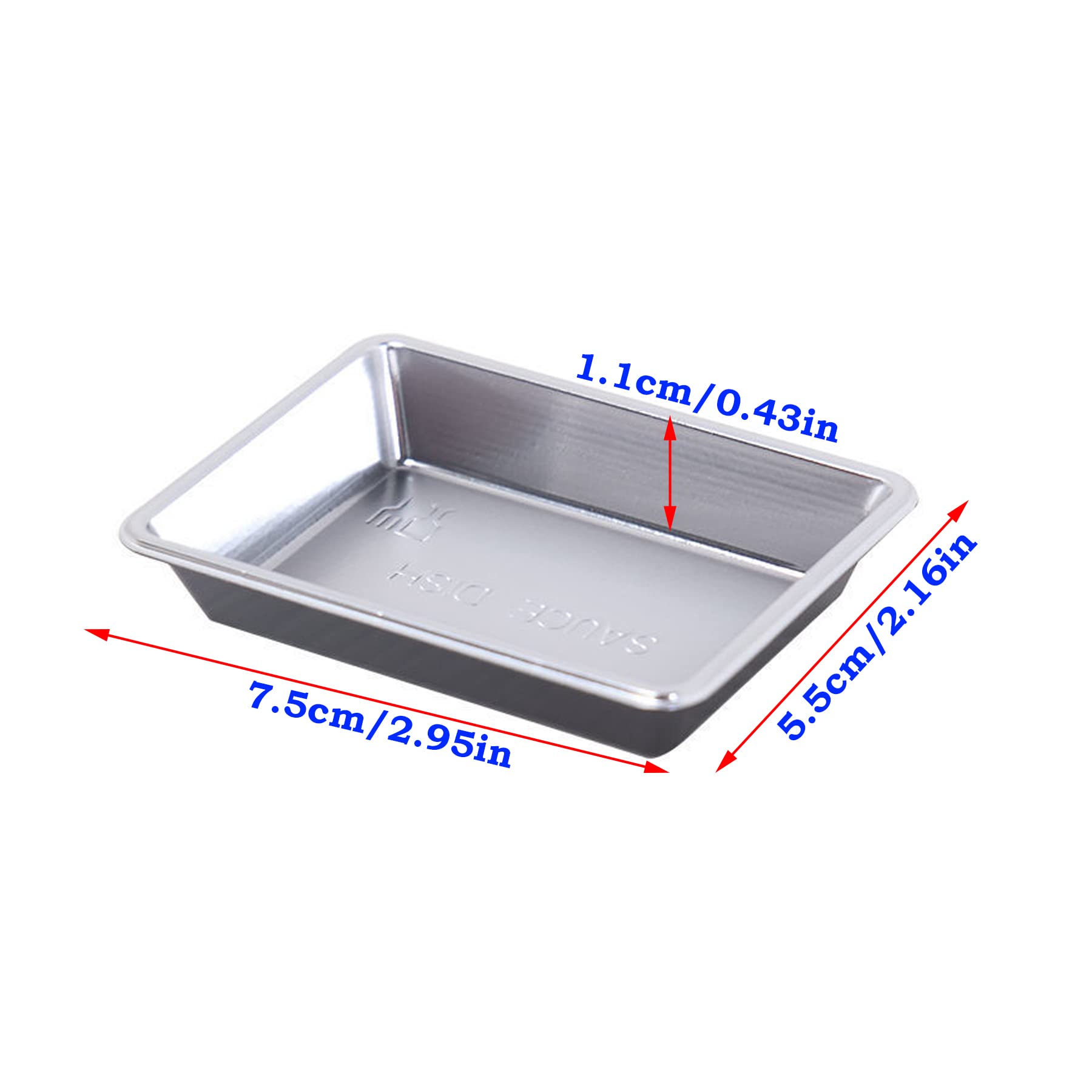QJFCare 100Pcs Rectangle Disposable Sauce Dishes - Mini Dipping Dessert Plates, Soy Sauce Bowls, Seasoning Dishes for Home, Restaurant & Party Use - Silver (Ideal for Appetizers, Sushi, Condiments & Small Snacks)