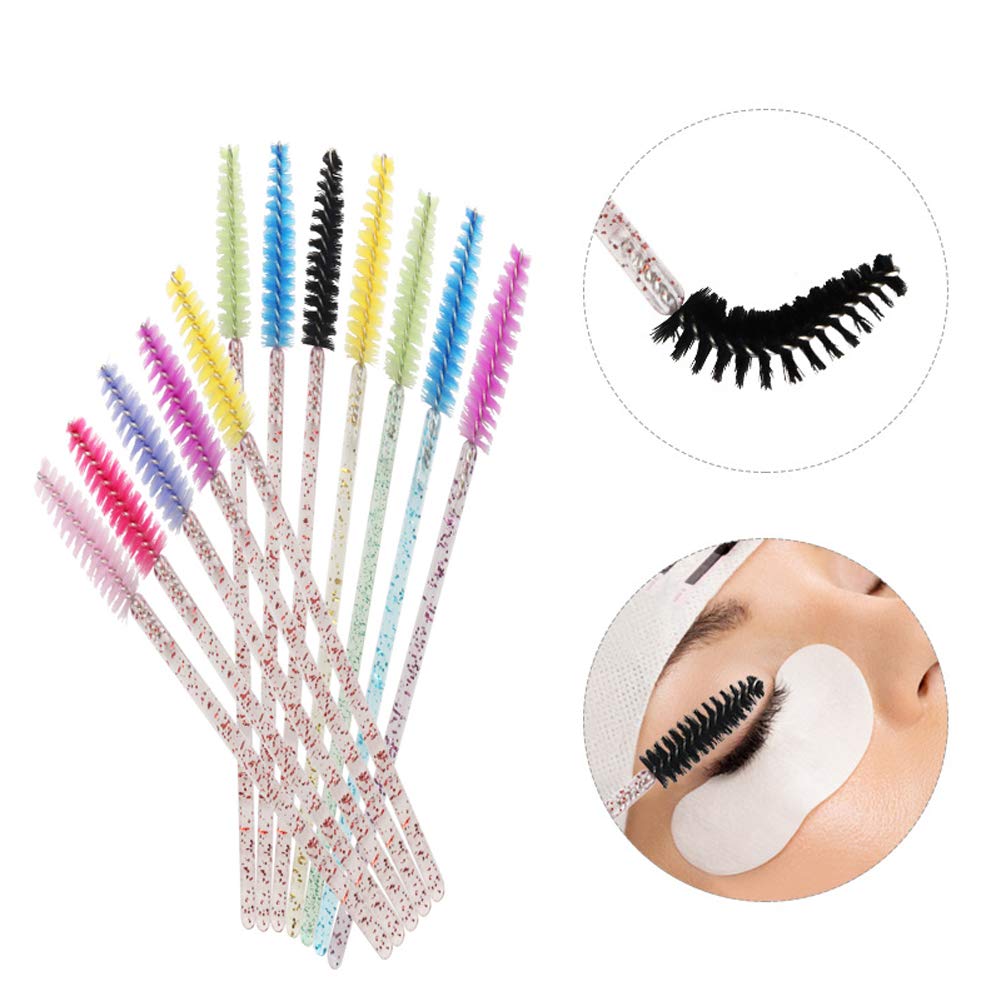 100-Piece Multi-Color Crystal Disposable Eyelash & Eyebrow Brushes - Shiny Mascara Wands for Lash Extensions, Makeup Application & Professional Salon Use - Perfect for Beauty Artists, DIY Makeup & Home Spa Days