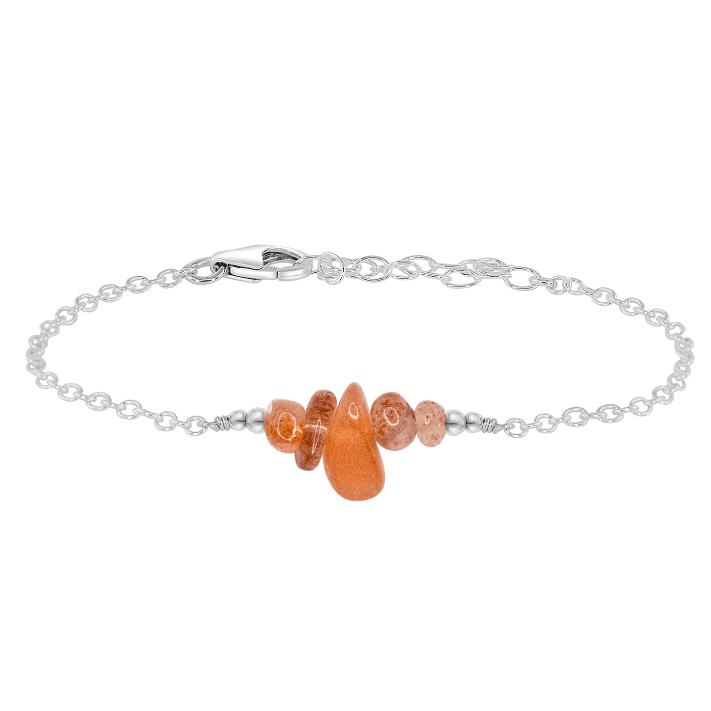 Sunstone Chip Bead Bar Bracelet for Women - Natural Healing Crystal Jewelry for Stress Relief & Positive Energy - Perfect for Yoga, Meditation & Everyday Wear