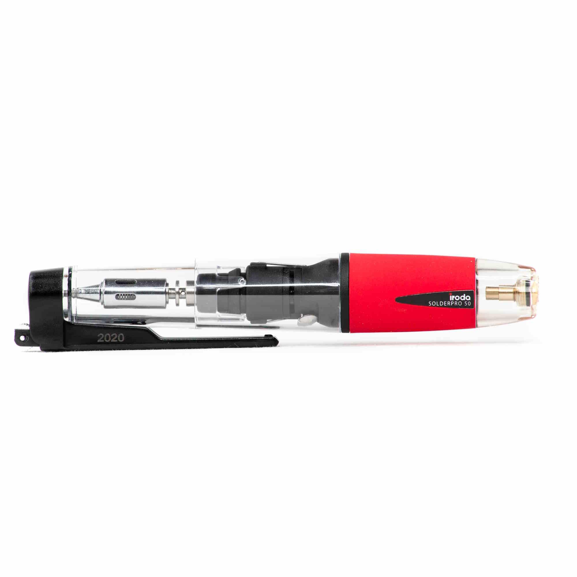 Iroda SOLDERPRO 50 Cordless Refillable Butane Soldering Iron Kit - Portable Red Soldering Tool for Electronics Repair, DIY Projects & Home Improvement