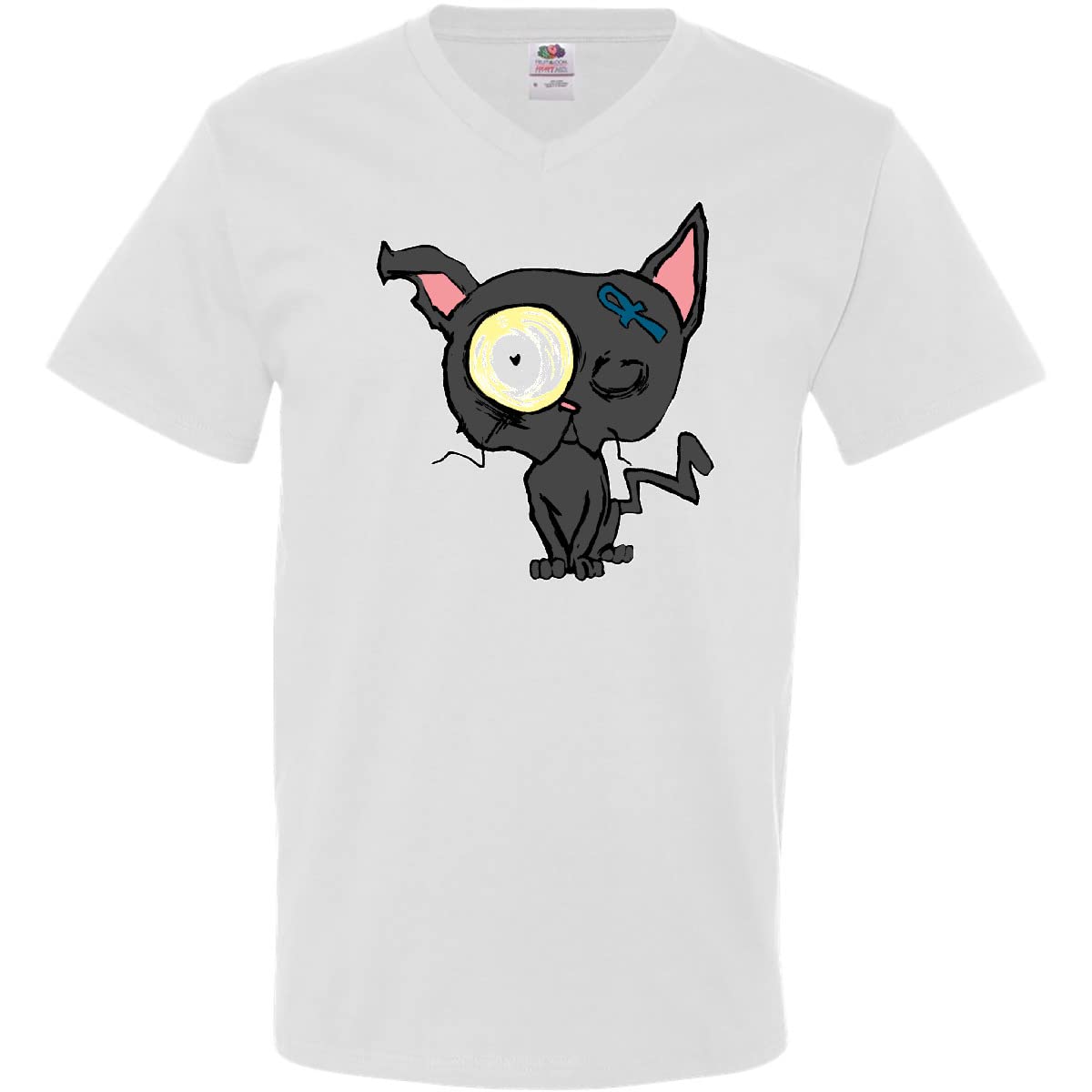 Goth Black Cat V-Neck T-Shirt for Men - Punk Style Pet Lover Tee