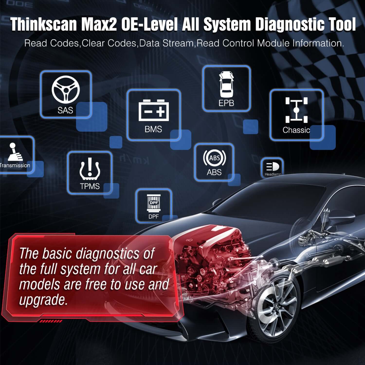 THINKCAR Thinkscan Max 2 CAN FD OBD2 Scanner - Full System Diagnostic Tool for Cars, Trucks & SUVs | Read/Reset Check Engine Light, ABS, SRS, Transmission | Perfect for Mechanics & DIY Auto Repair