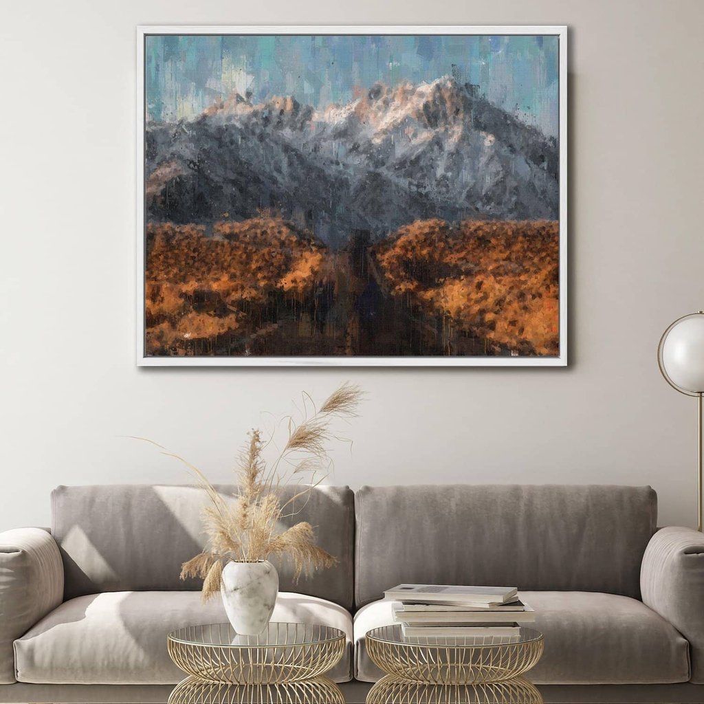 Rocky Mountains Landscape Art - Framed Canvas Wall Decor for Living Room, Bedroom & Office | Premium Hand-Painted Scenic Nature Painting