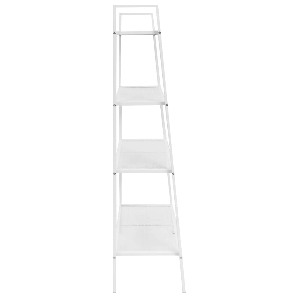 SKM 4-Tier Metal Ladder Bookcase in White - Space-Saving Storage for Home Office, Living Room & Bedroom