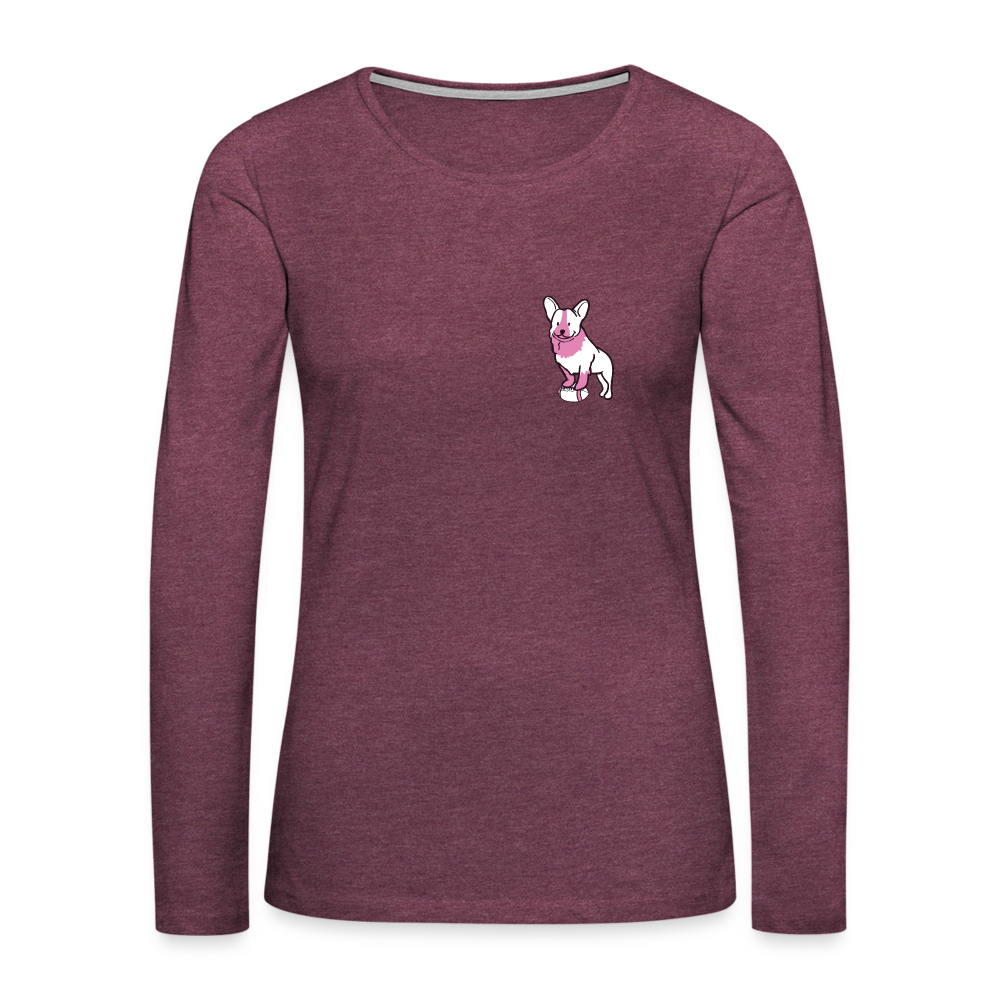 Pink Puppy Love Contoured Premium Long Sleeve T-Shirt for Women - Soft Comfortable Casual Shirt with Cute Dog Print - Perfect for Date Nights, Pet Lovers & Everyday Wear