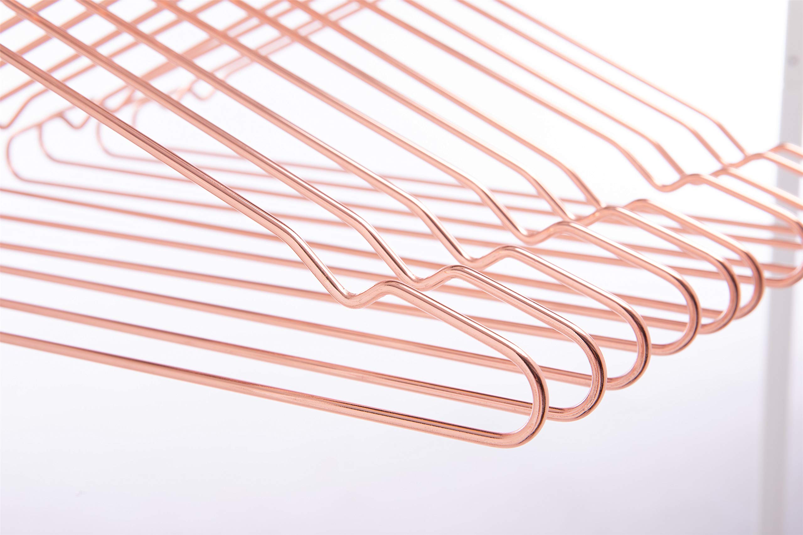 17 Inch Heavy Duty Rose Gold Metal Clothes Hanger - Premium Coat, Suit & Dress Hanger with Big Notches (Pack of 20) - Perfect for Closet Organization, Retail Stores & Luxury Garment Display