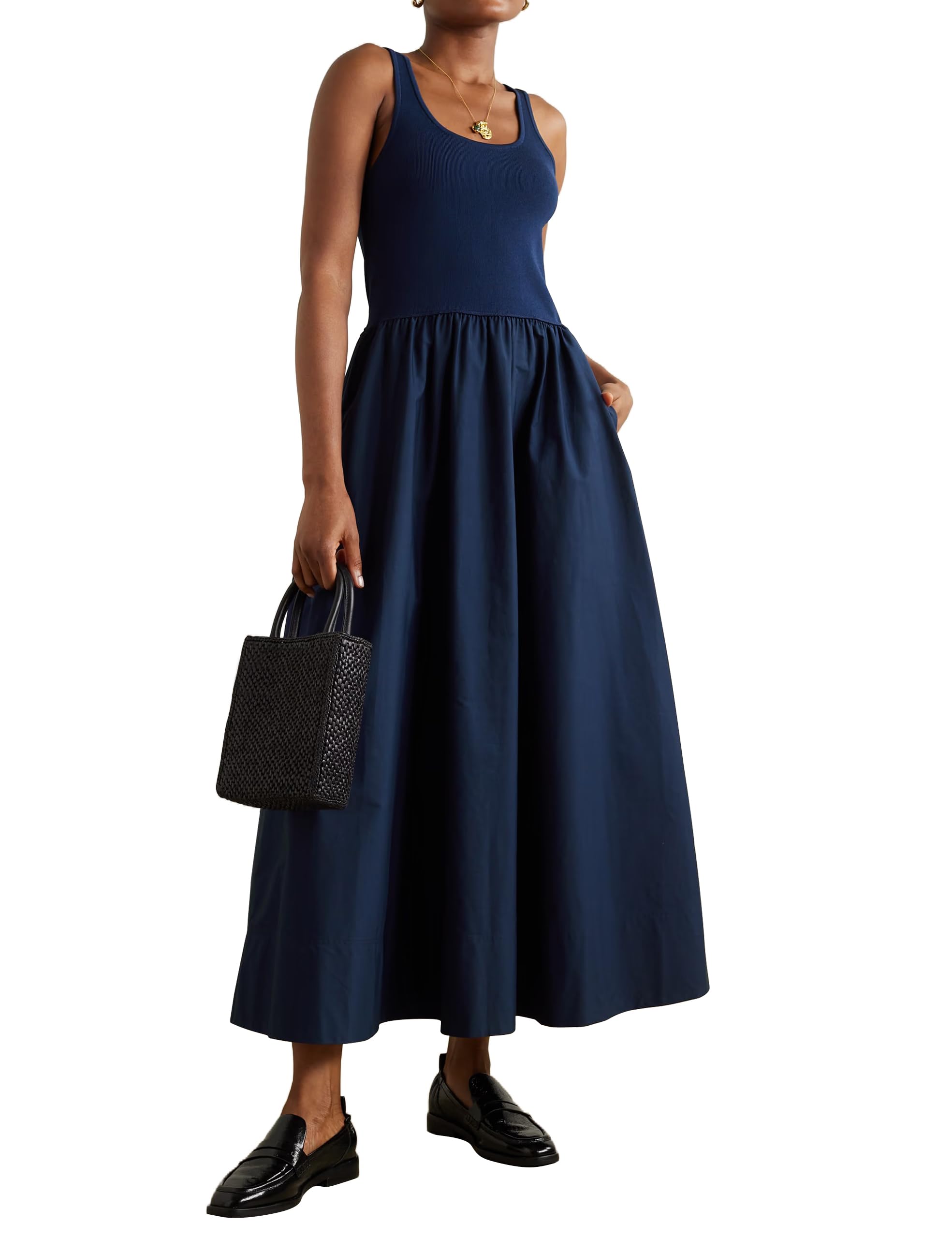 Women's Summer Maxi Dress - Casual Sleeveless Square Neck Tank Long Swing Dress with Pockets | Flowy Patchwork Beach Dress for Vacation, Party & Everyday Wear