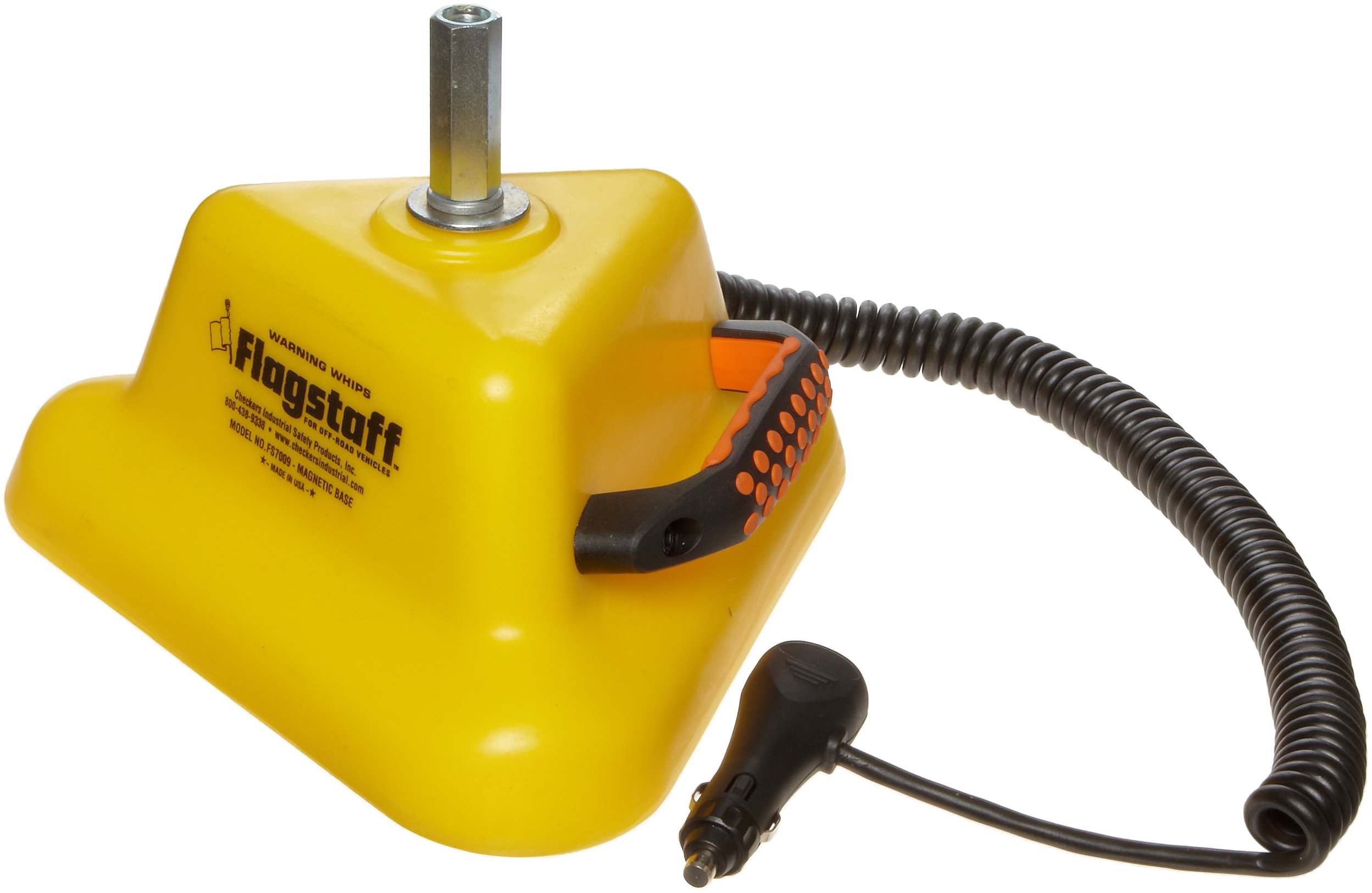 Checkers Industrial Safety Magnetic Mount Base with Handle - Power Cord Switch - Heavy Duty Magnetic Base for Construction, Traffic Safety & Emergency Vehicles (Pack of 1)