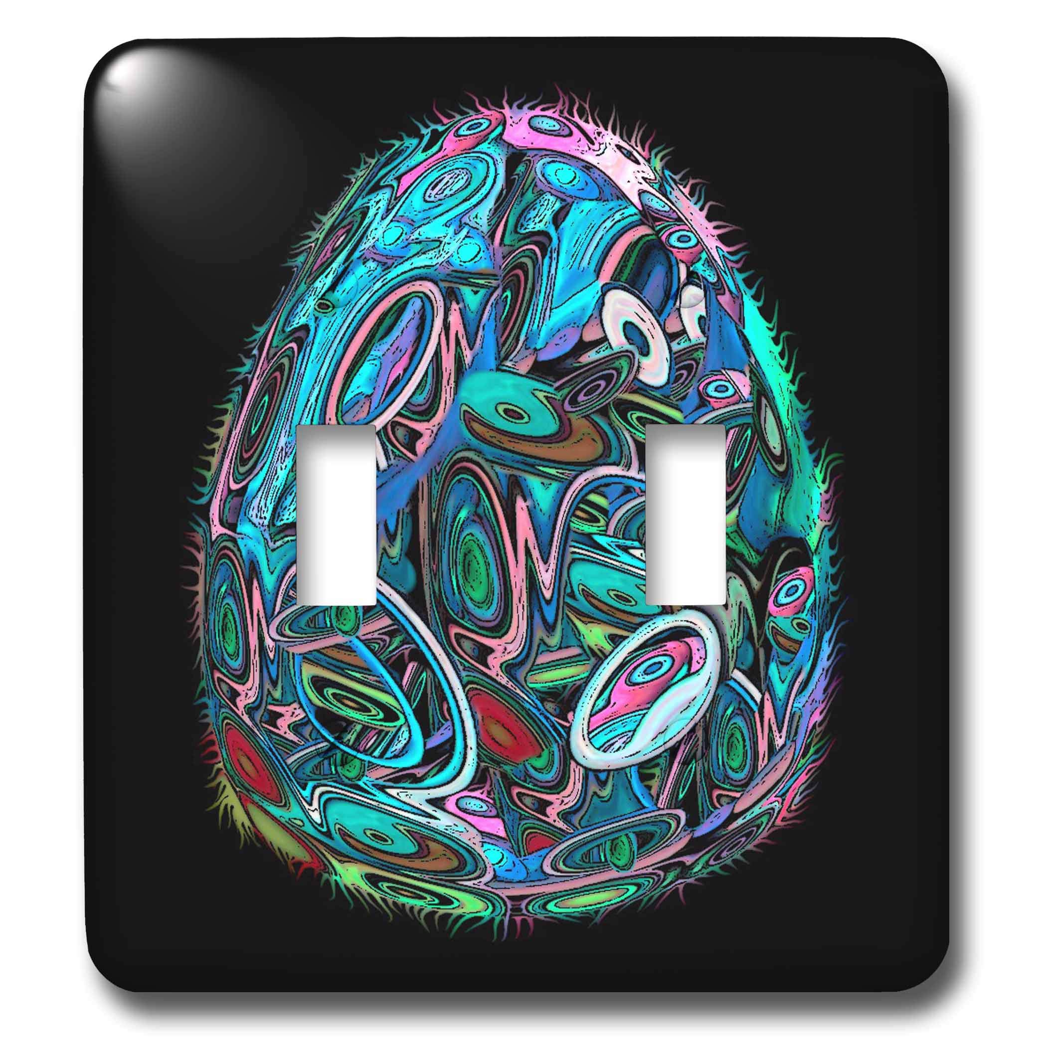 3dRose Surreal Sci-Fi Egg Toggle Switch - Blue on Black with Space Aliens & Eyes Design | Perfect for Gaming PC, DIY Electronics & Unique Home Decor