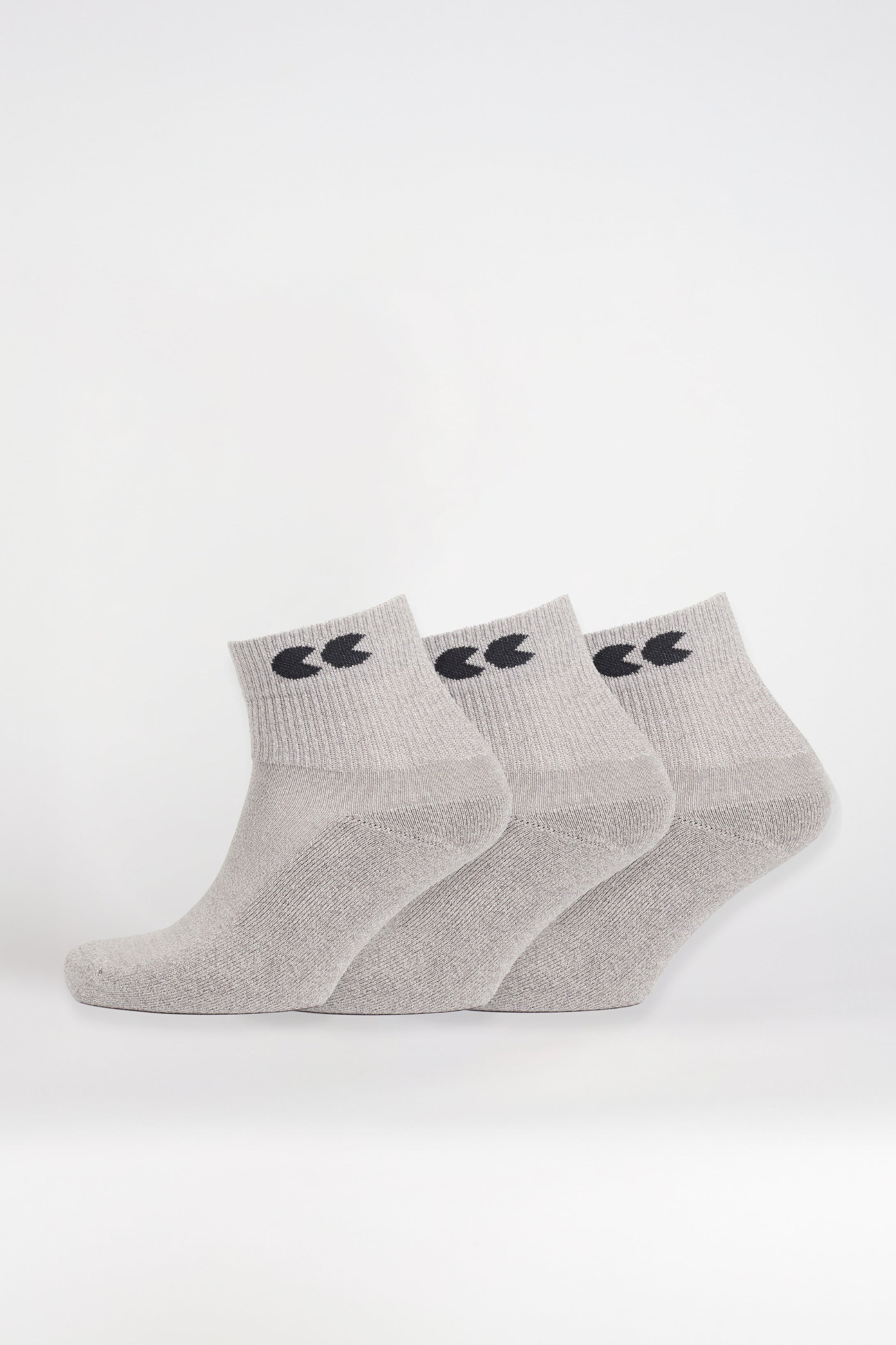 High-Quality Logo Sports Cotton Ankle Socks 3-Pack - Grey - Perfect for Running, Gym & Casual Wear