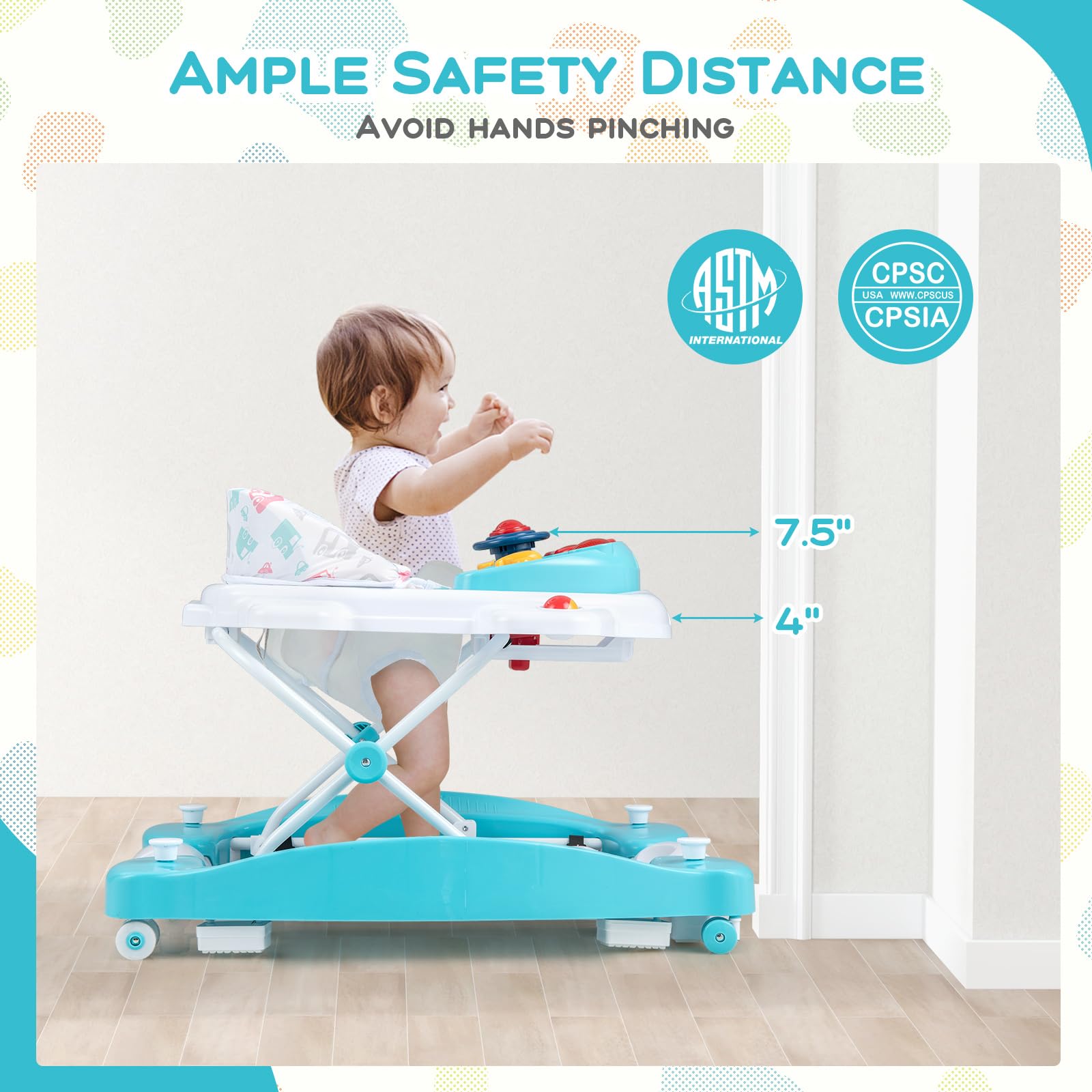 BABY JOY 6-in-1 Baby Activity Walker with Wheels - Adjustable Height, Music & Lights, Rocker Mode - Baby Walker & Bouncer Combo for Boys & Girls 6-14 Months (Green) | Perfect for Learning to Walk, Indoor Play & Early Development