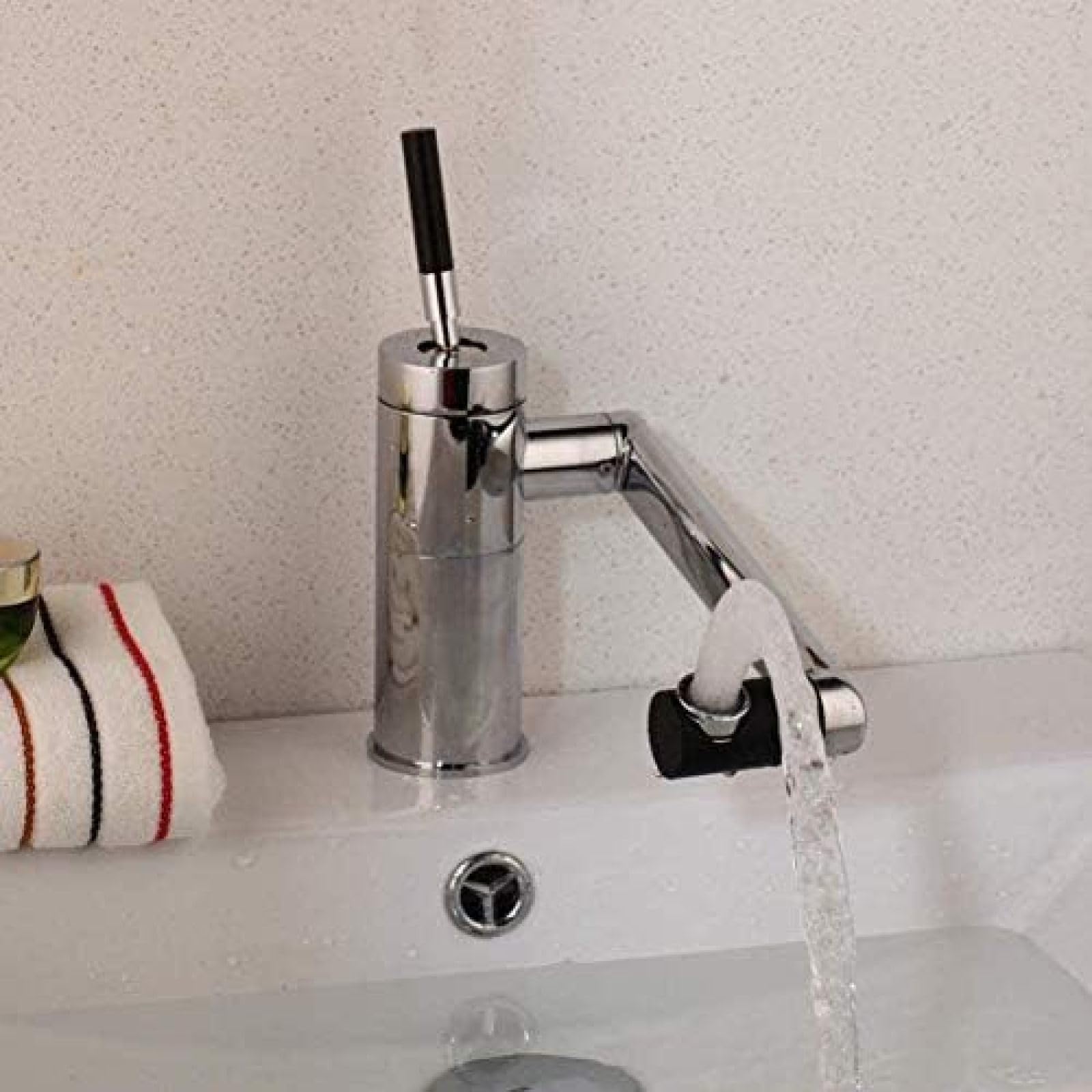 CRJUS 360° Swivel Deck Mounted Kitchen Tap Faucet - Brass Hot & Cold Water Mixer for Modern Kitchens & Bathrooms