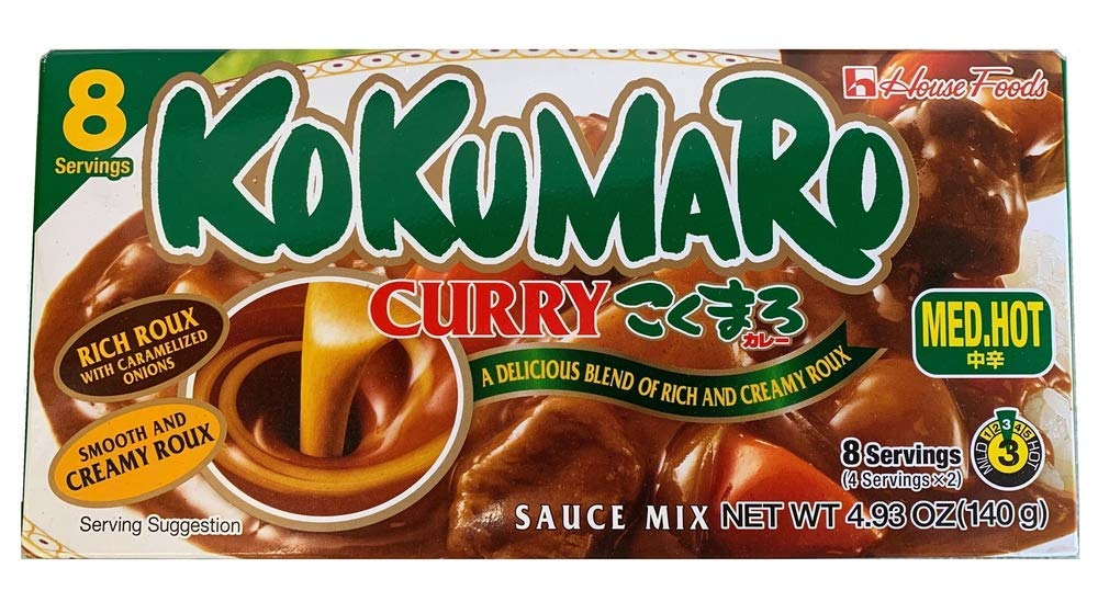 Japanese KOKUMARO Curry Sauce - Medium Hot 4.94oz (Pack of 3) for Home Cooking