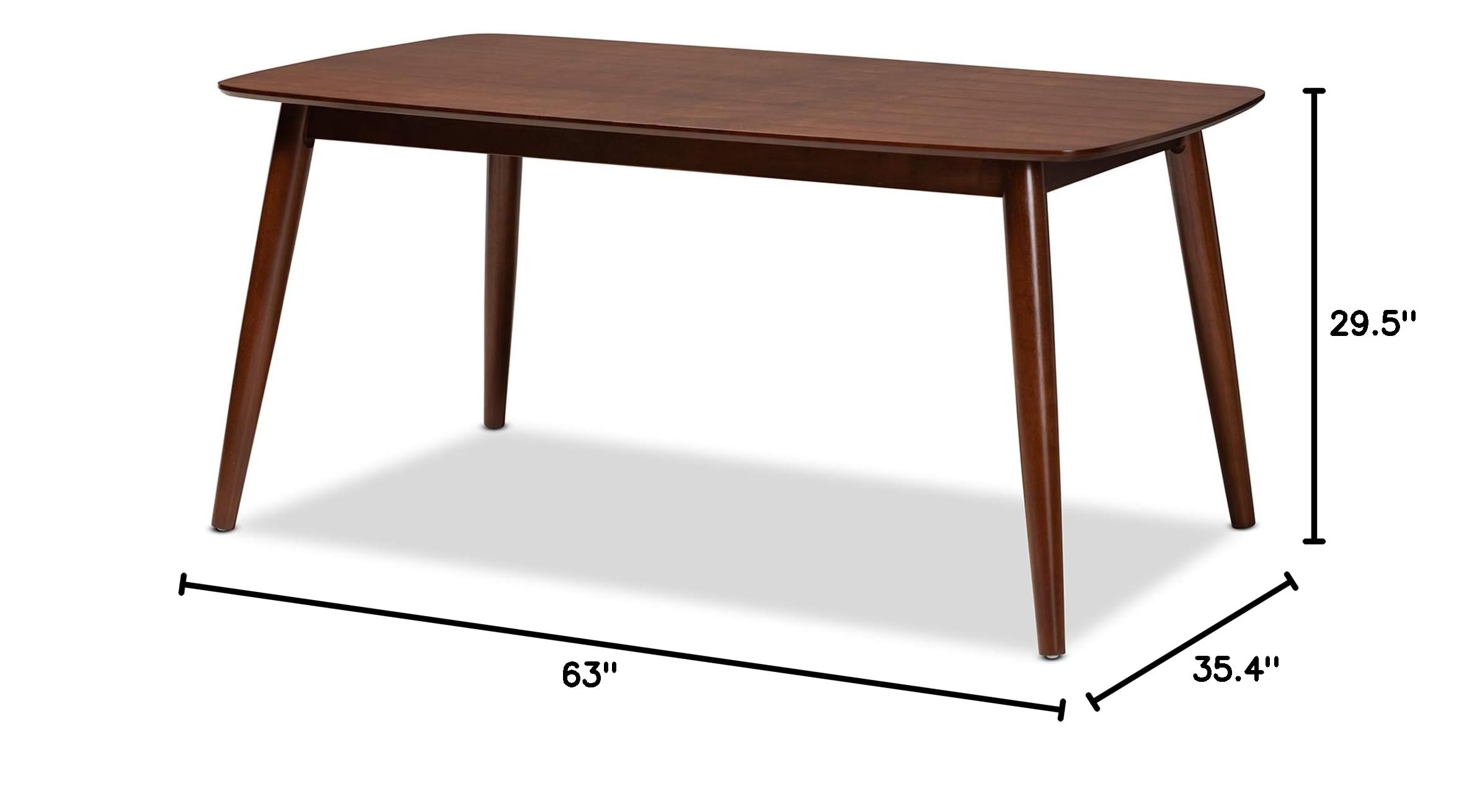 Baxton Studio Modern Walnut Dining Table - 60 Inch Round Wood Kitchen Table for 4-6 People - Perfect for Small Spaces, Apartments, and Family Gatherings