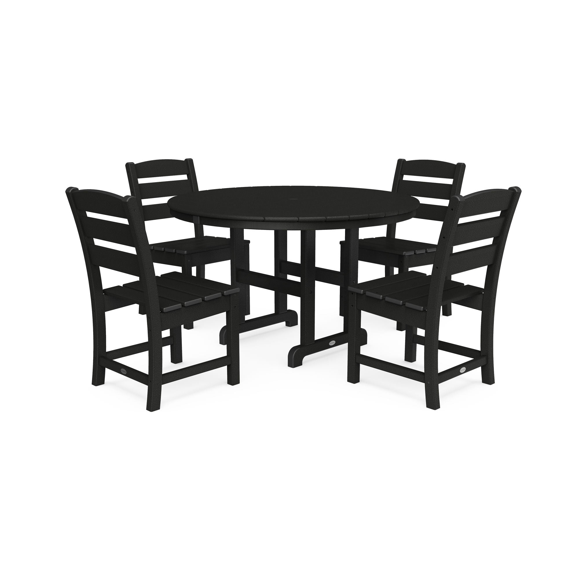POLYWOOD Lakeside 5-Piece Round Outdoor Dining Set - Durable All-Weather Wicker Chairs & Table - Perfect for Patio, Garden, Poolside & Backyard Entertaining