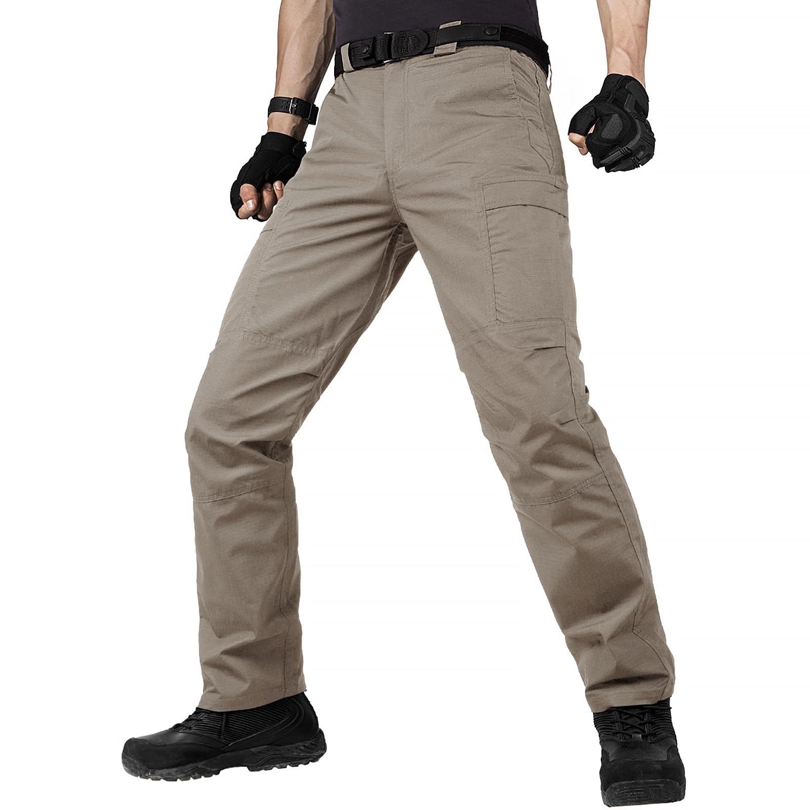 FREE SOLDIER Men's Tactical Cargo Pants - Water Resistant Ripstop Work Pants for Outdoor Hiking, Camping & Travel - Lightweight Durable Military Style Pants for Men