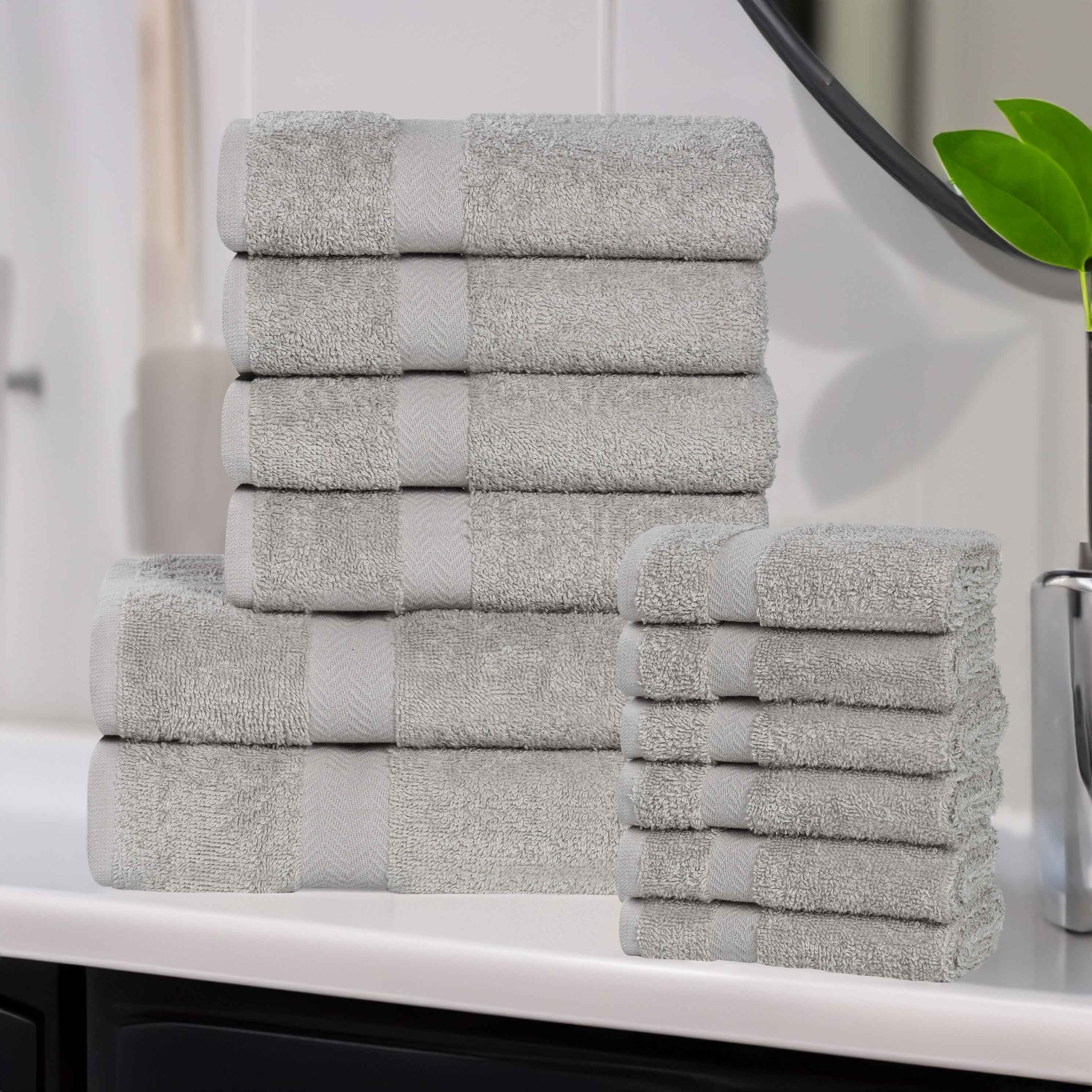 Franklin 100% Cotton Eco-Friendly Bath Towel Set - 12 Piece Soft Absorbent Towels for Bathroom, Spa & Gym Use