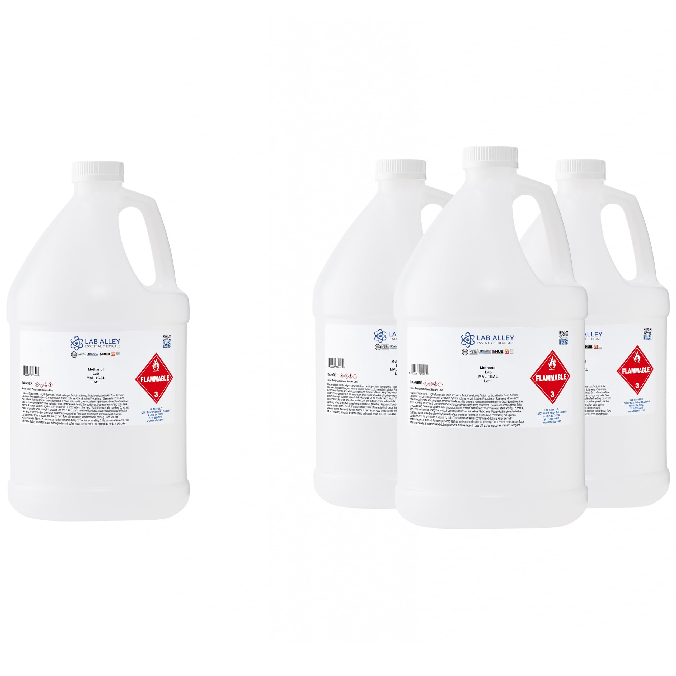 99.85% Pure Methanol Lab Grade - 4 Gallons (4 x 1 Gallon Bottles) for Scientific Research, Industrial Cleaning & Fuel Applications
