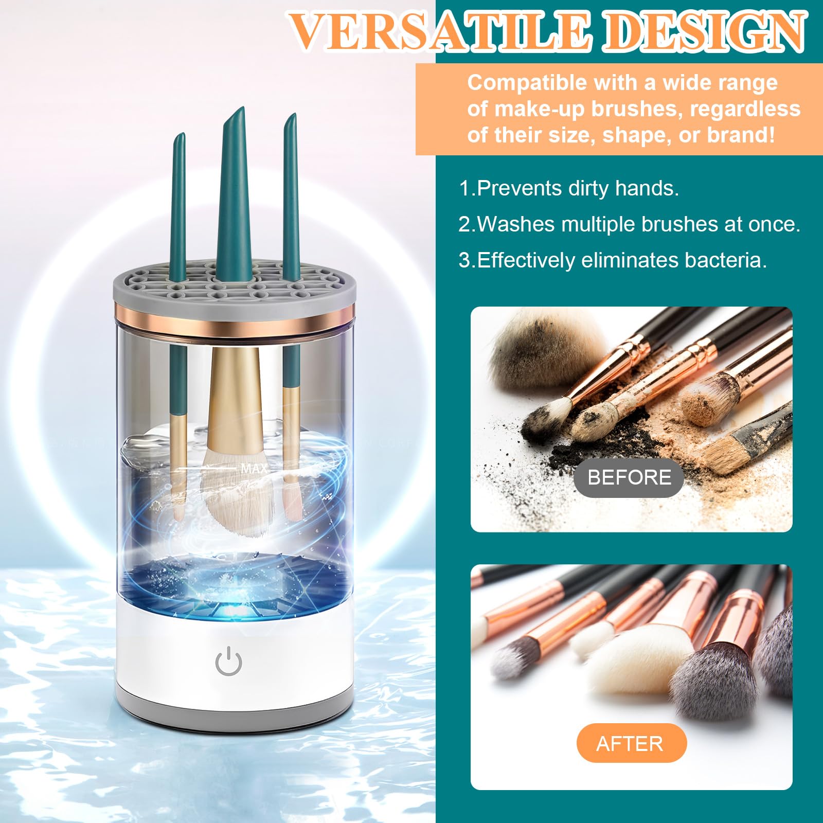 Professional Makeup Brush Cleaner and Dryer Machine - Deep Cleaning & Fast Drying for All Brush Sizes - Essential Beauty Tool for Women & Makeup Artists - Perfect Valentine's Day Gift for Her - Ideal for Home Salon & Professional Makeup Kits