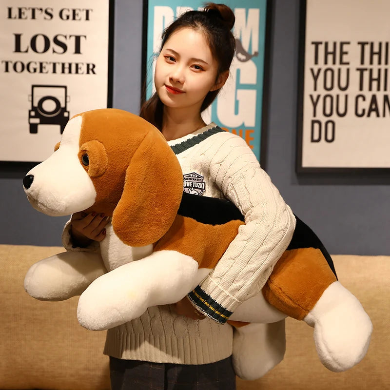 40-80CM Kawaii Stuffed Beagle Plush Toy - Soft Lying Puppy Dog with Outfit, Cute Animal Pillow Doll for Kids, Baby Girls Birthday Gift - Perfect for Nursery Decor, Cuddling & Gift Giving