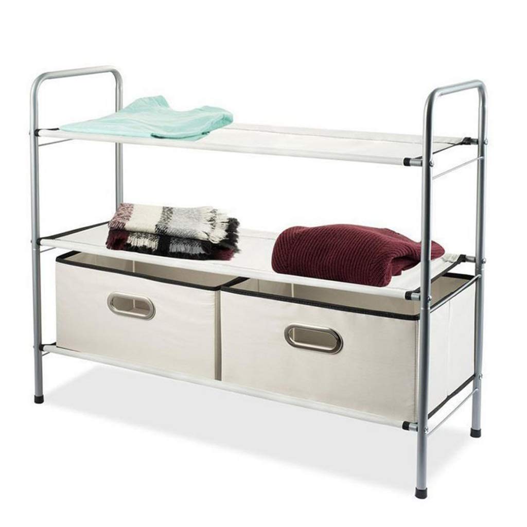 3-Tier Shoe Rack Organizer with Drawers - White | Space-Saving Closet Storage