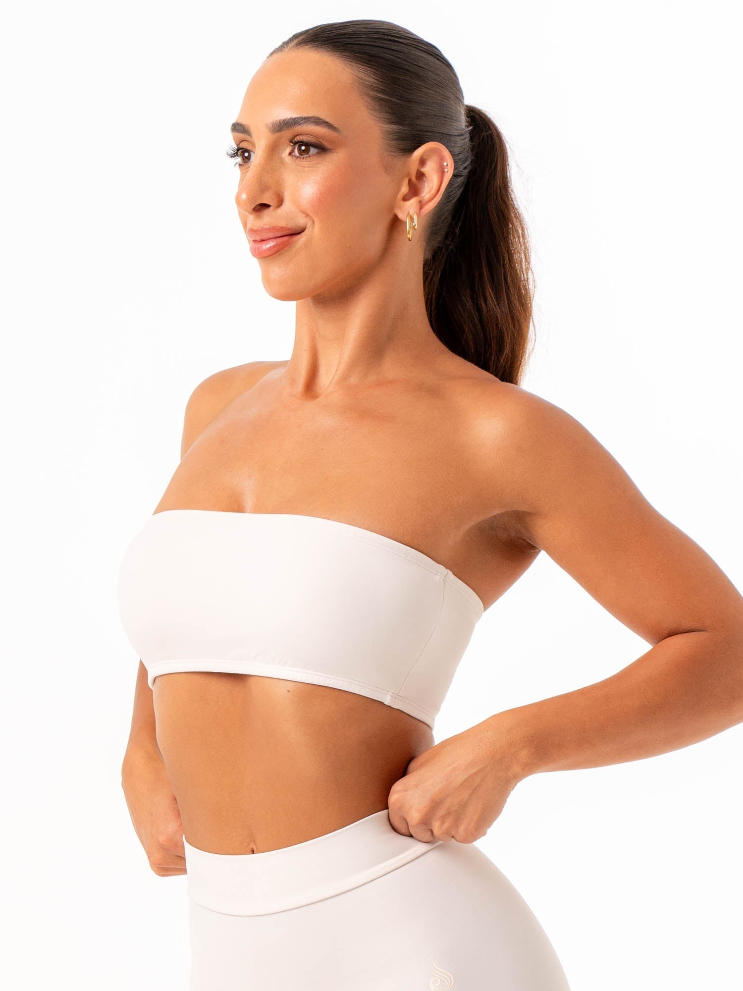 NKD Bandeau Bralette - Off White Seamless Tube Top for Women | Comfortable Stretchy Yoga Bra for Workout, Lounge & Layering