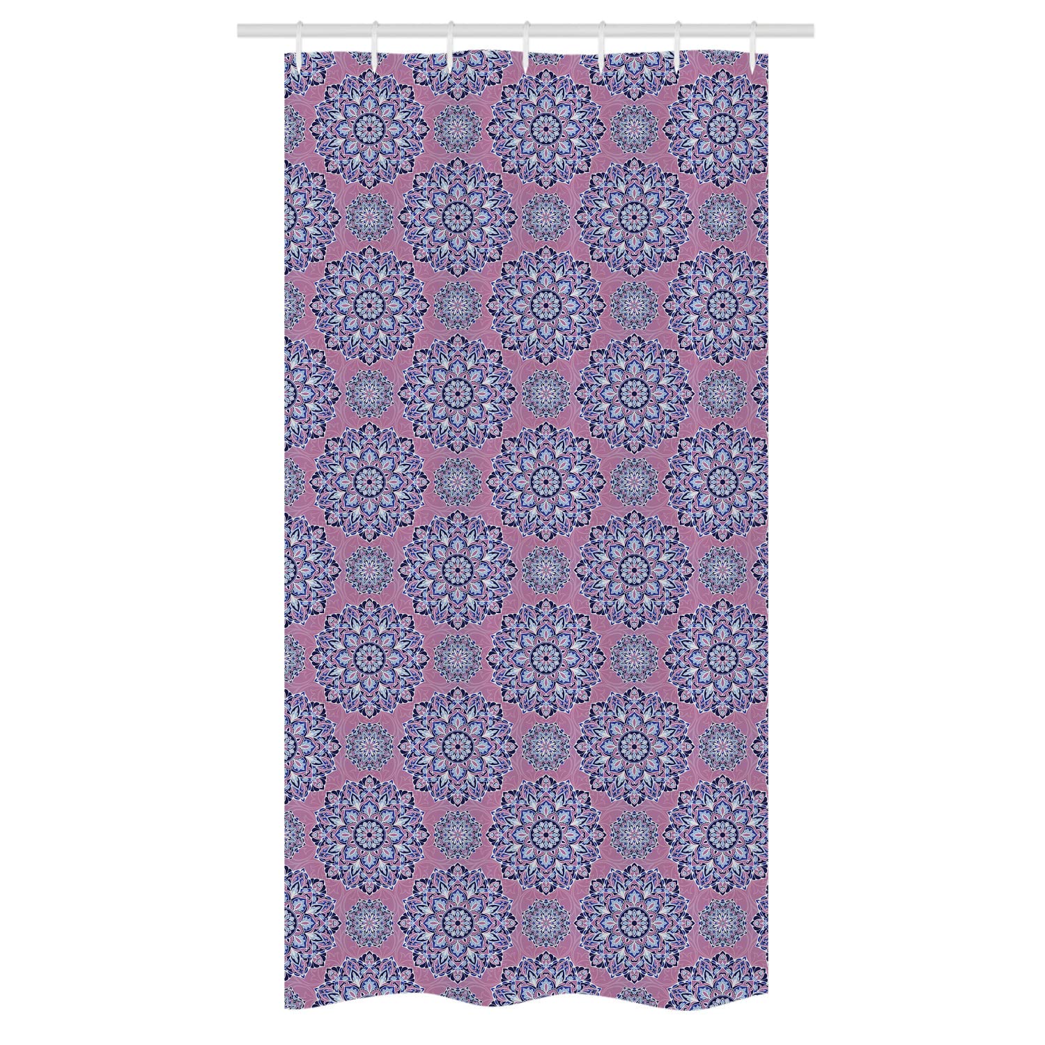 Ambesonne Purple Mandala Shower Curtain - Exotic Oriental Design with Ornamental Lines, Waterproof Fabric Bath Curtain with Hooks, 36x72 Inches, Dried Rose & Pale Blue - Perfect for Boho Bathroom Decor and Spa Retreats