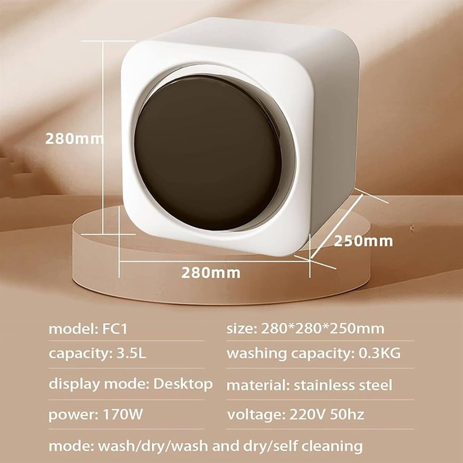 Portable Mini Washing Machine - 0.3kg Capacity, Wall Mountable, Fully Automatic Front Load Washer for Dorm, RV, Travel & Small Spaces | Compact Laundry Solution for Apartments, Camping & Emergency Use