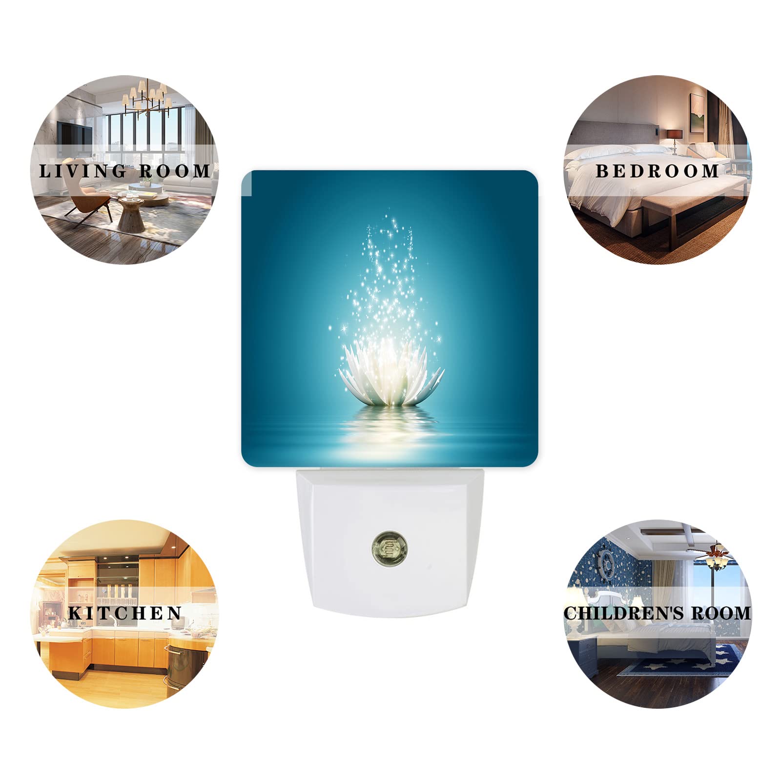 Romantic Lotus LED Night Light - Auto Sensor, Navy Blue for Bedroom & Bathroom
