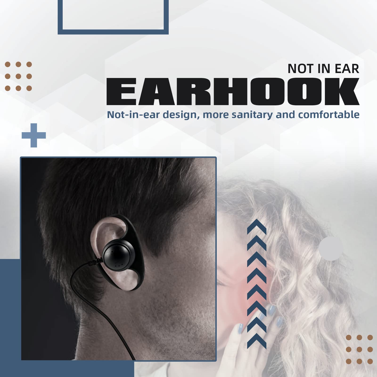 Retevis VOX Walkie Talkie Headset with Microphone - 4 Pack Hands-Free Two-Way Radio Earpiece with Soft Ear Hook, Compatible with RT619 RT622 RT24 RT27 RT668 RT28 - Ideal for Security, Construction, Warehouse & Outdoor Activities