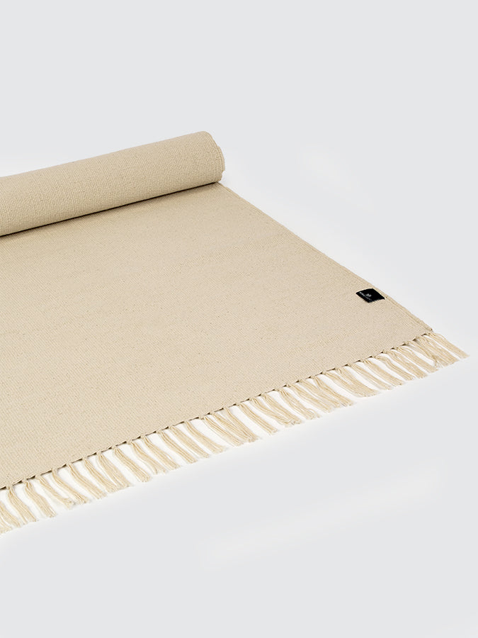 Eco-Friendly Organic Cotton Yoga Mat for Home & Studio - Non-Slip, Comfortable Exercise Rug in Ecru - Perfect for Yoga, Pilates, and Meditation Practice