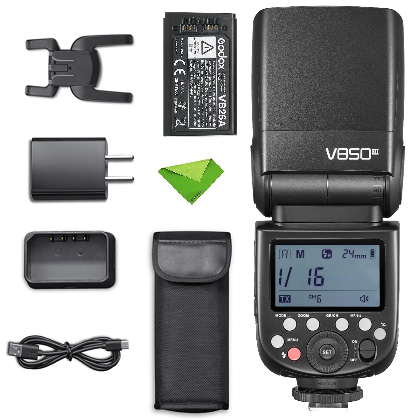 Godox V850III Flash Speedlight for DSLR Cameras - 7.2V/2600mAh Lithium Battery, HSS 1/8000s, 2.4G Wireless, 1.5s Recycle Time, 450 Full Power Flashes - Compatible with Canon, Nikon, Sony, Fuji, Panasonic, Olympus - Perfect for Wedding, Portrait & Studio Photography