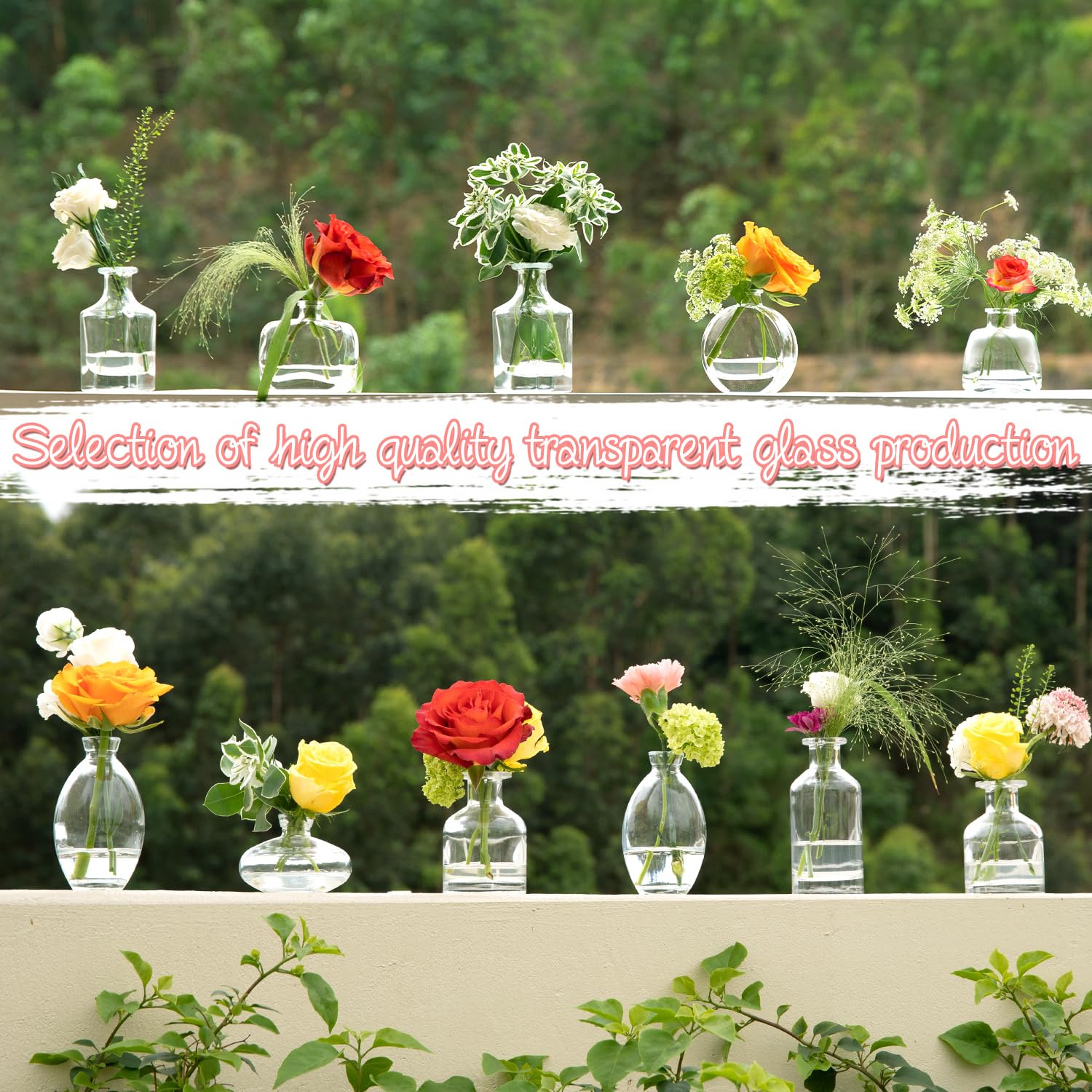 24-Piece Glass Bud Vase Set - Bulk Clear Mini Vases for Wedding Centerpieces, Rustic Home Decor & Floral Arrangements - Perfect for Weddings, Parties, and Tabletop Displays