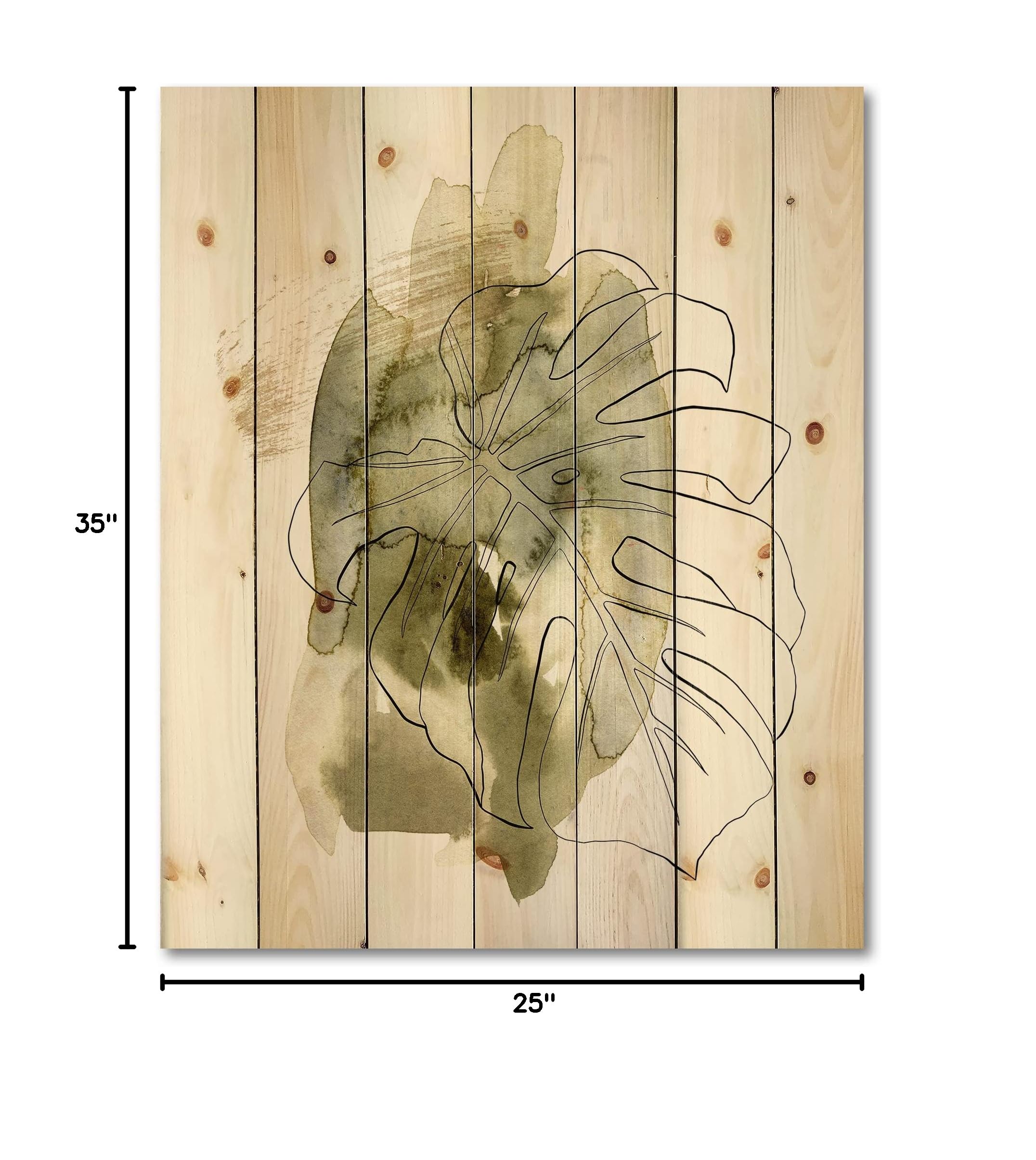 Tropical Monstera Leaf Wood Wall Art - Pine Decor for Living Room