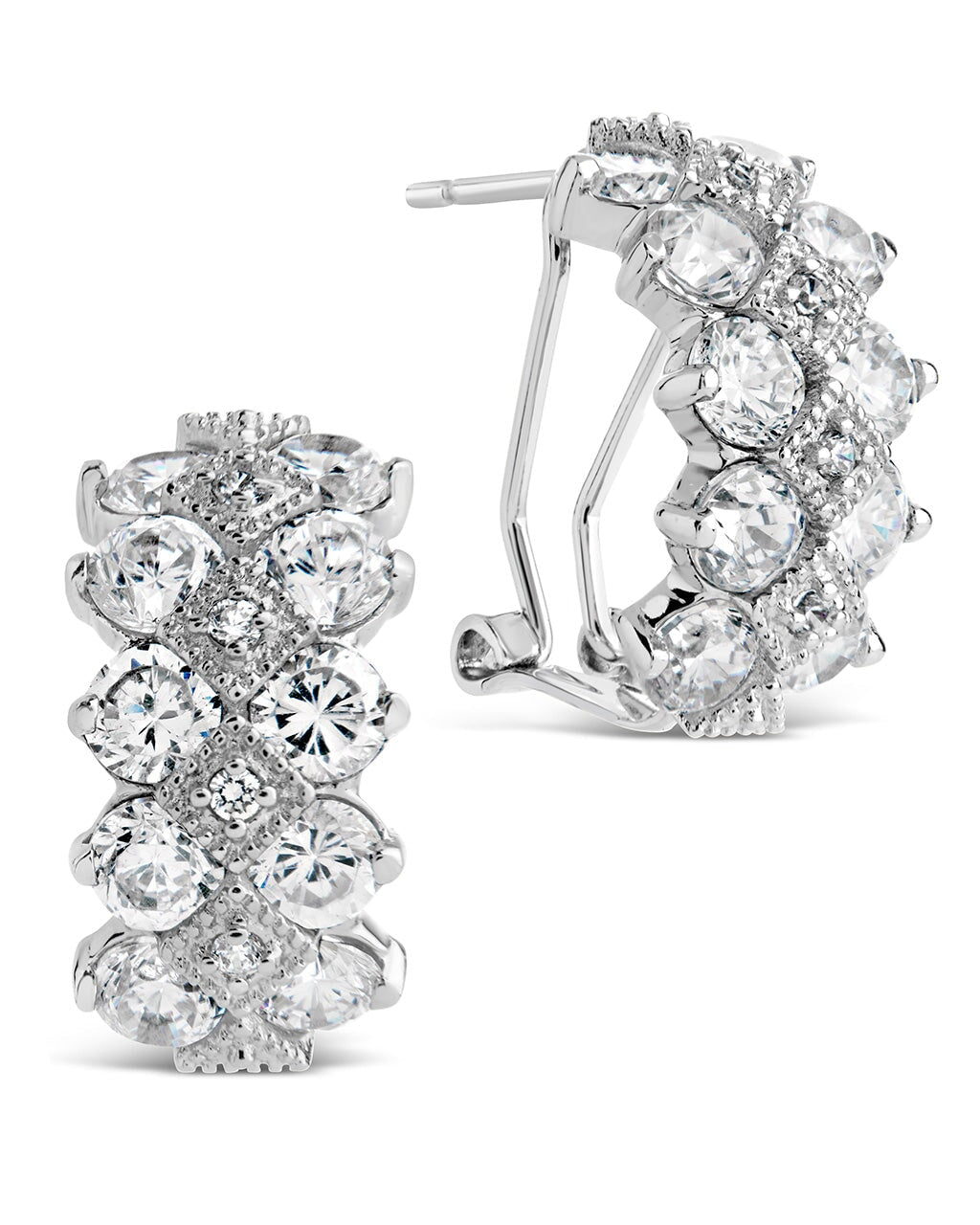 Lena CZ Hoop Earrings for Women - 925 Sterling Silver Cubic Zirconia Hanging Earrings - Perfect for Parties, Weddings & Everyday Wear