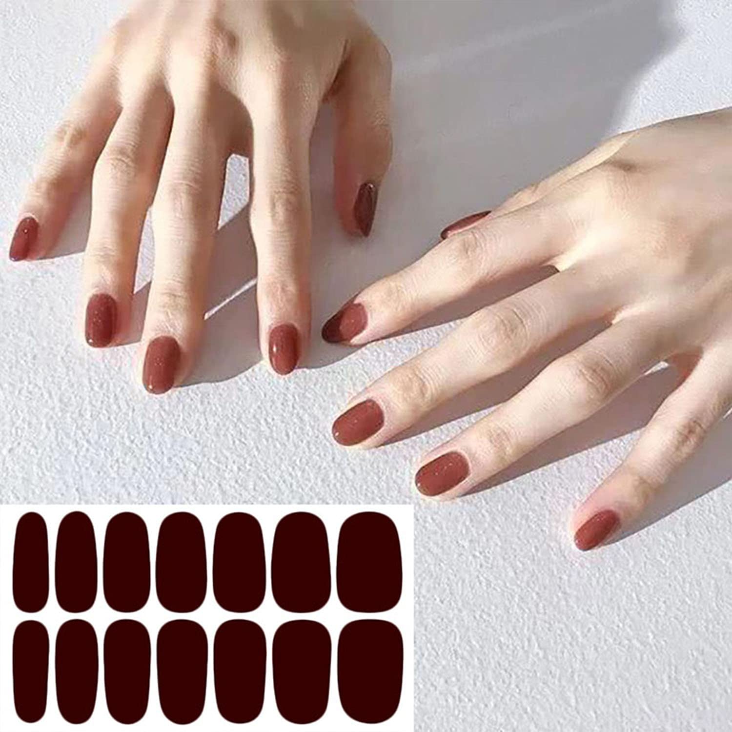 WOKOTO 20 Sheets Dark Solid Color Nail Polish Strips - Self-Adhesive Gel Nail Wraps with Nail File for Women | Punk Rock Nail Art Design for Parties, Concerts & Special Occasions