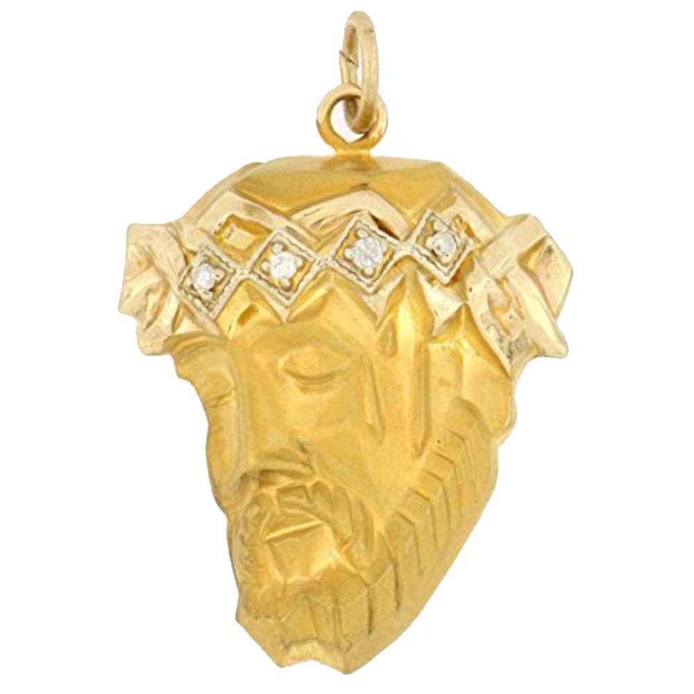 14K Yellow Gold & White Gold Polished Jesus Christ Ecce Homo Pendant Necklace with Thorn Crown - Religious Jewelry Gift for Women & Men - Perfect for Baptism, Confirmation, and Faith-Based Occasions