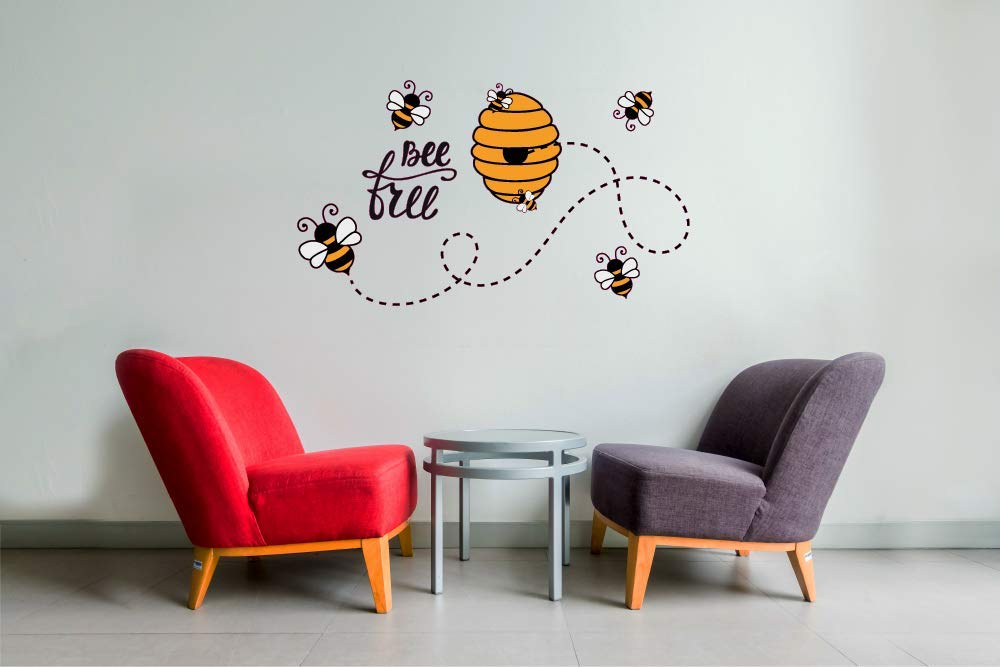 Cute Cartoon Bee Hive Wall Sticker Decal - Vinyl Home Decor for Kids Room, Nursery, Bedroom & Kindergarten (18x20 Inch) - Fun Wall Art for Girls & Boys, Perfect for Playrooms & Children's Spaces