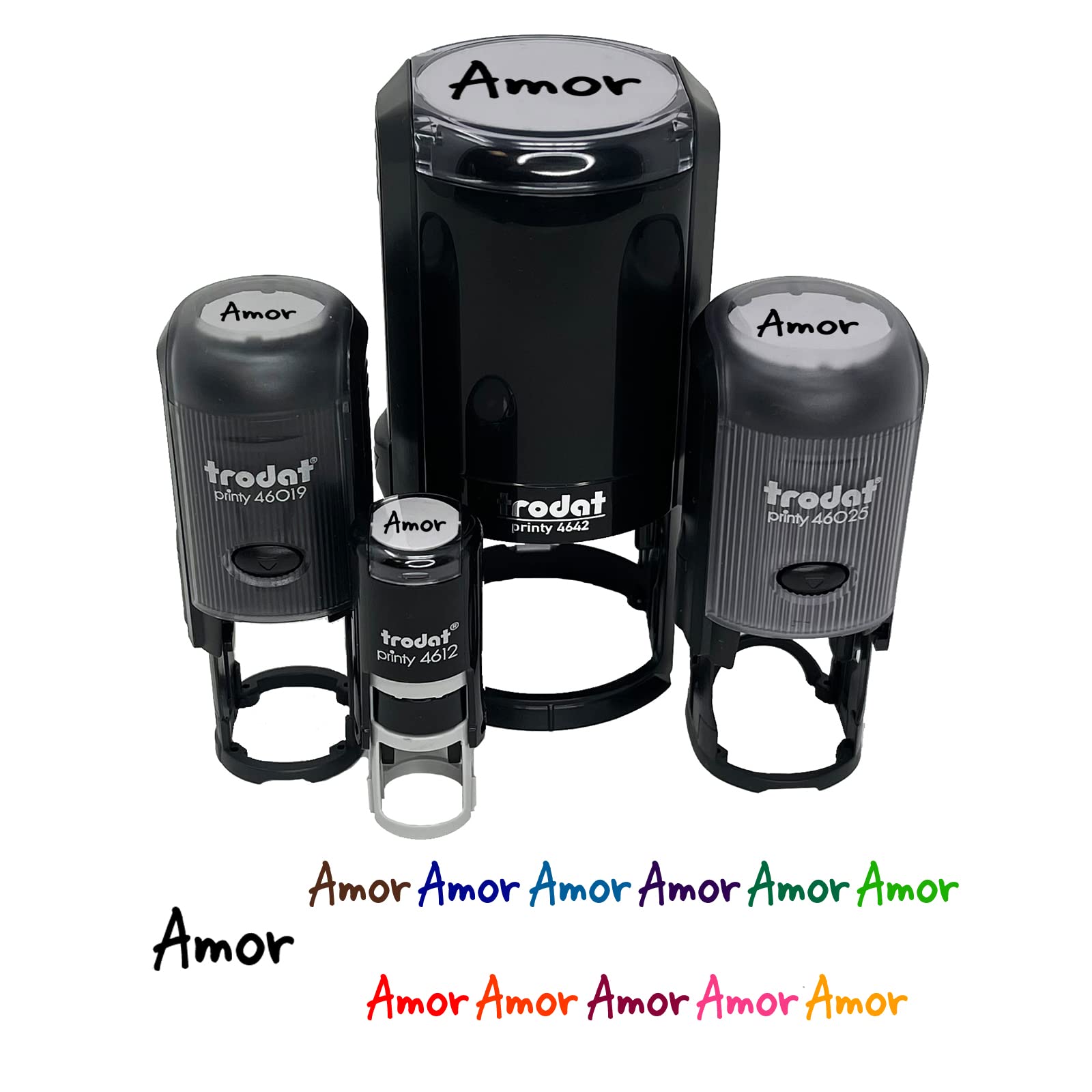 Spanish Amor Love Self-Inking Rubber Stamp - 1 Inch Medium Red Ink Stamper for Crafting, Planners, DIY Projects & Scrapbooking - Perfect for Gift Wrapping, Card Making & Journaling