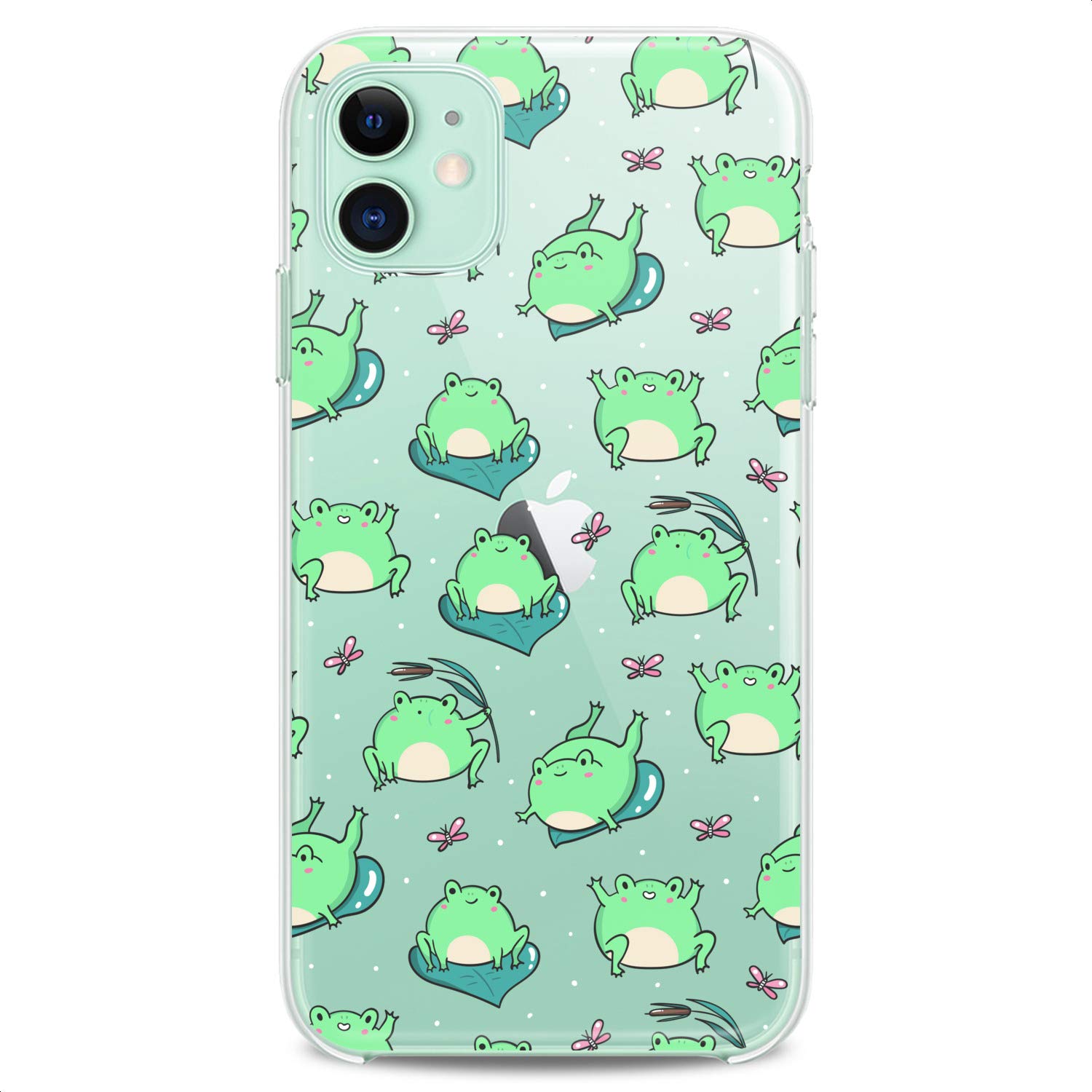 Premium TPU Phone Case for iPhone 16/15/14/13/12/11 Pro Max/Plus/Mini/XS/XR/X/8/7/6/5/SE - Cute Kawaii Frog Pattern Design, Colorful Green Slim Flexible Silicone Protective Cover - Perfect for Kids, Teens & Nature Lovers