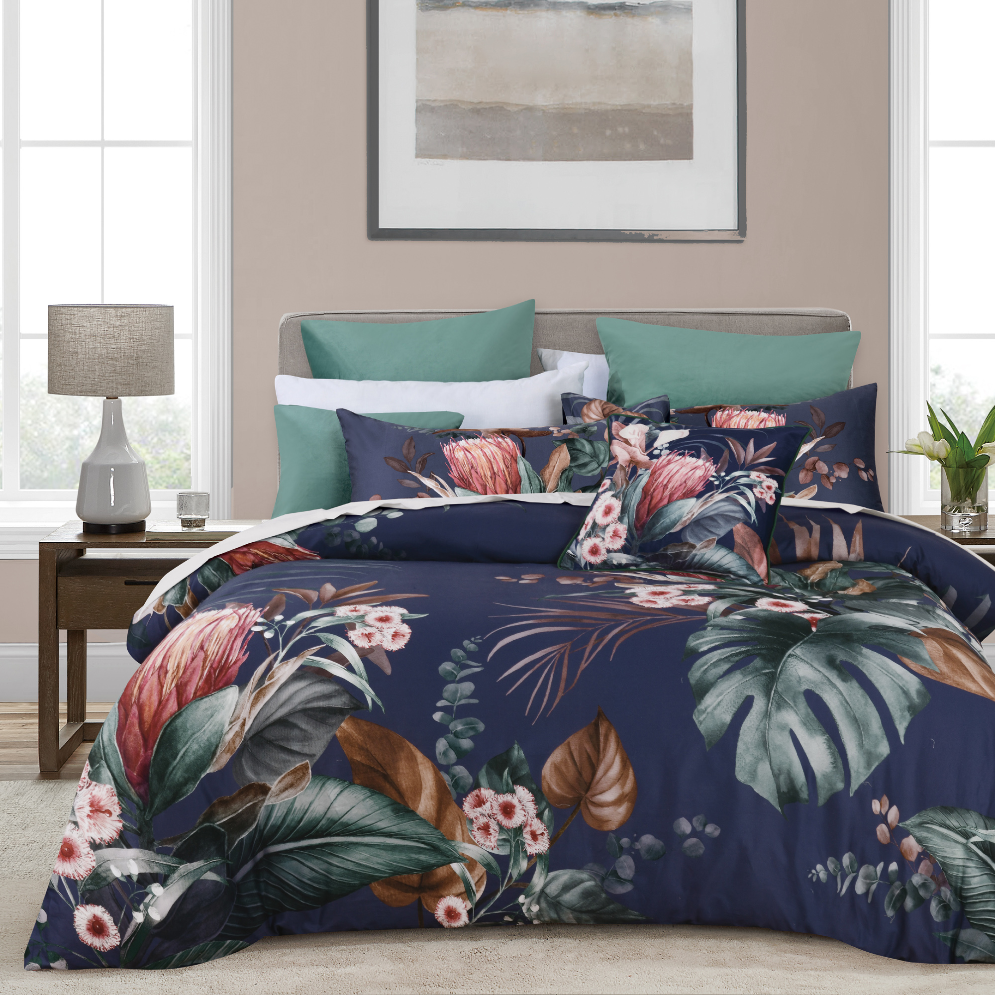 Balwyn Navy Quilt Cover Set By Bianca - Premium Cotton Bedding Set for Queen/King Size Beds - Perfect for Master Bedrooms, Guest Rooms & Cozy Home Decor