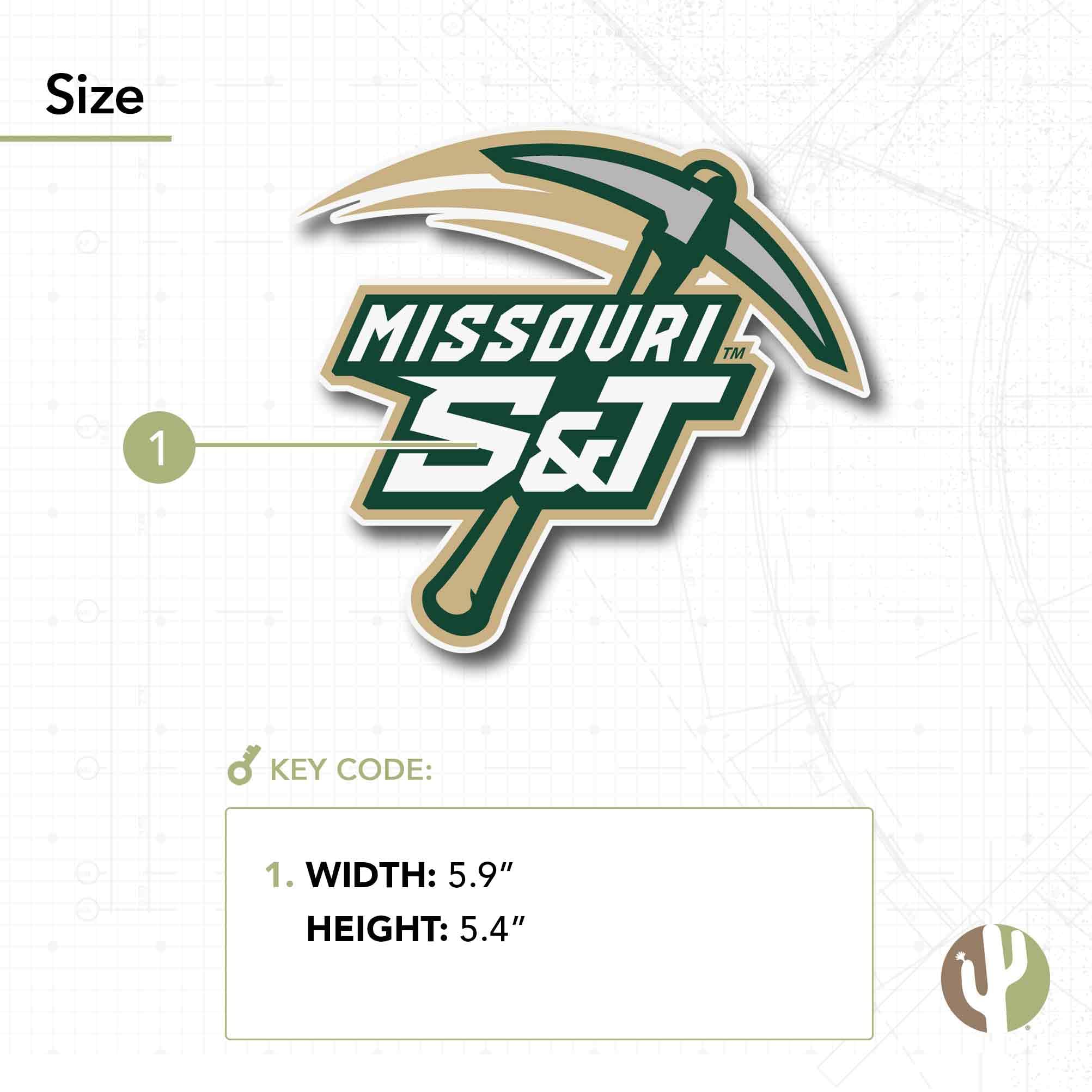 Missouri S&T Miners Vinyl Decal Sticker - Desert Cactus Design for Laptop, Water Bottle, Car & Scrapbook - Durable University of Science and Technology Decals for Students & Alumni - Perfect for School Spirit & DIY Crafts