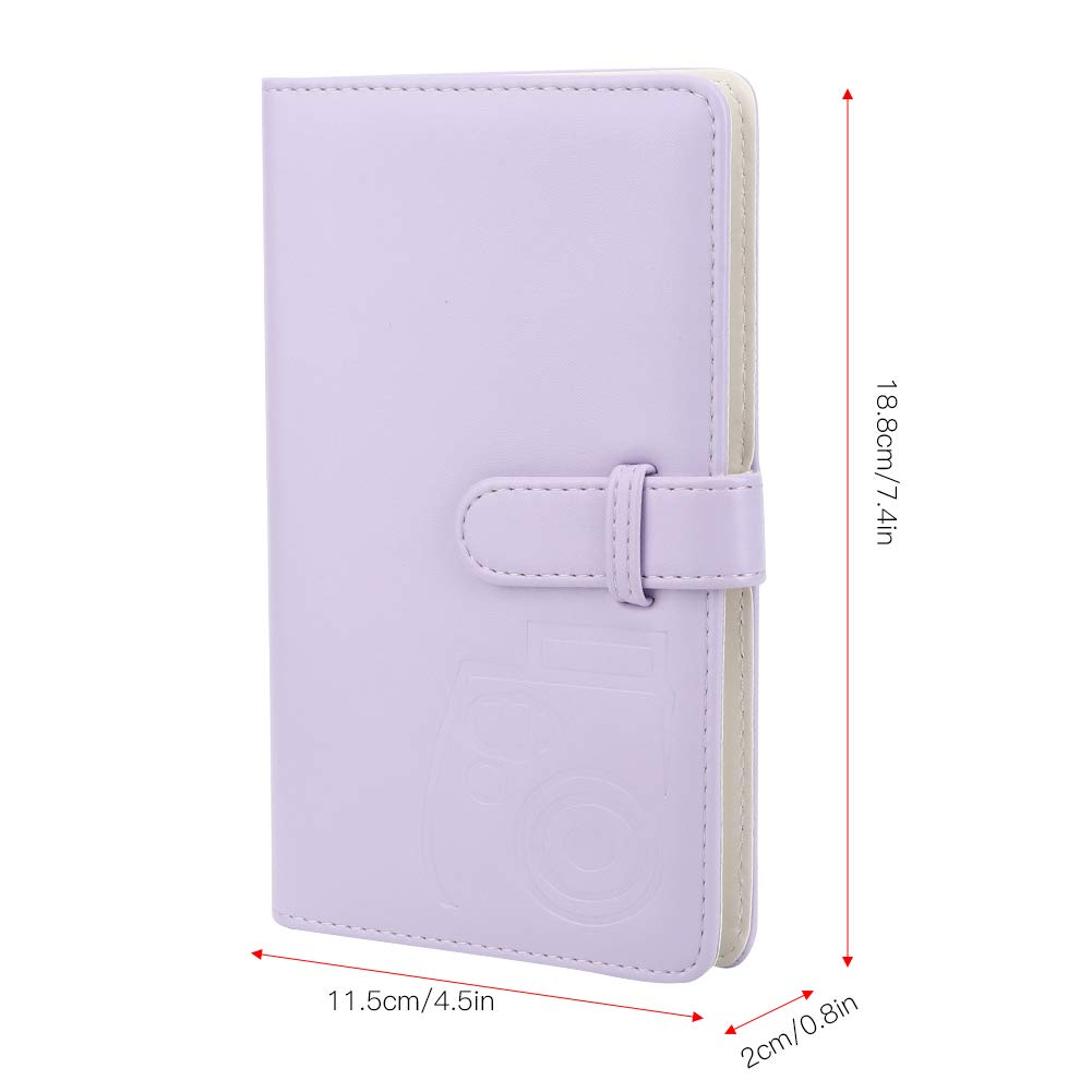 3in1 PU Leather Photo Album with 96 Pockets - Compatible with Mini11/8/9/7s/25/70/90 Camera - Perfect for Storing Photos, Movie Tickets, Bank Cards & Collectibles (Purple) | Great for Travel Memories, Gift Giving & Home Organization