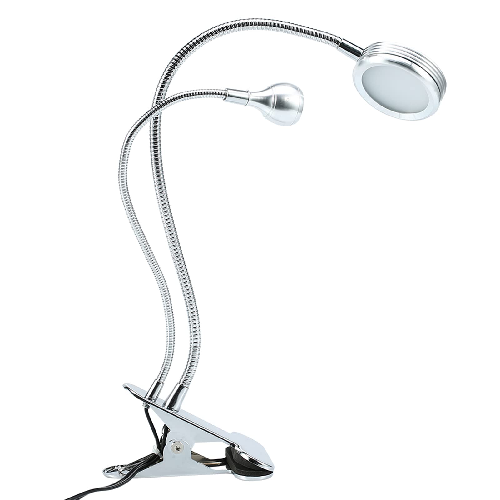 ZJchao Clip On LED Desk Lamp - Adjustable Double Head USB Reading Light with Clamp for Home Office, Makeup, Manicure & Lash Extensions | Portable Task Lighting for Studying, Working & Beauty Care