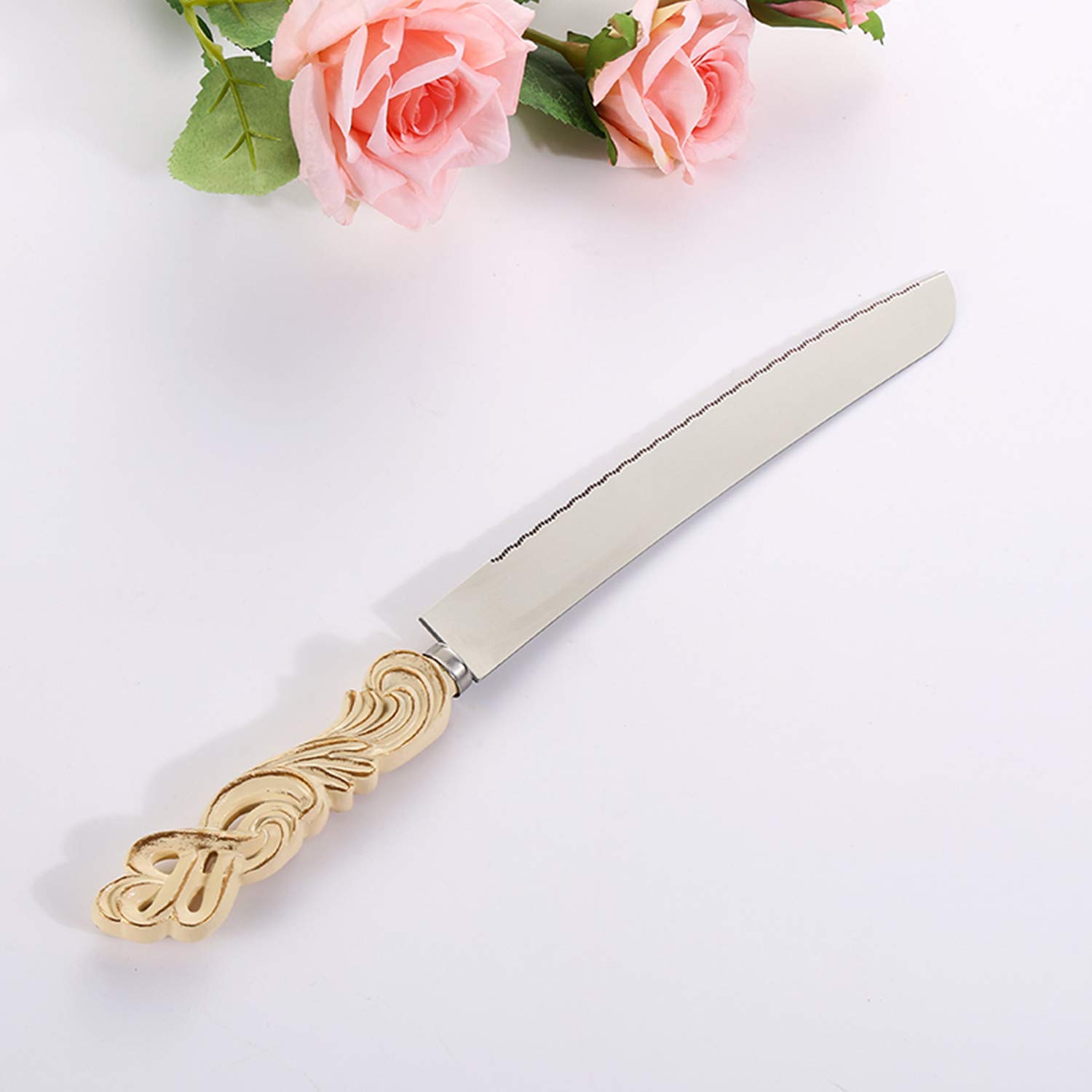 Vintage Wedding Cake Knife and Server Set - Elegant Cake Cutting Set for Weddings, Anniversaries & Special Events (2-Piece) - Perfect for Wedding Cakes, Anniversary Cakes & Dessert Tables